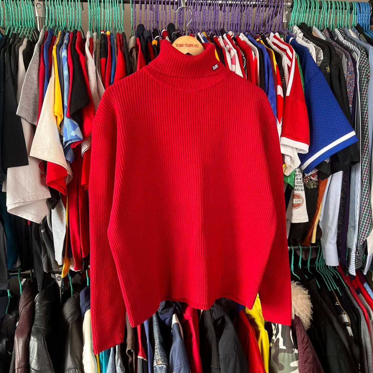 Polo Ralph Lauren 90s Polo Jeans Co Ralph Lauren Red Knit Turtleneck Sweater Size US XL / EU 56 / 4 - 3 Thumbnail