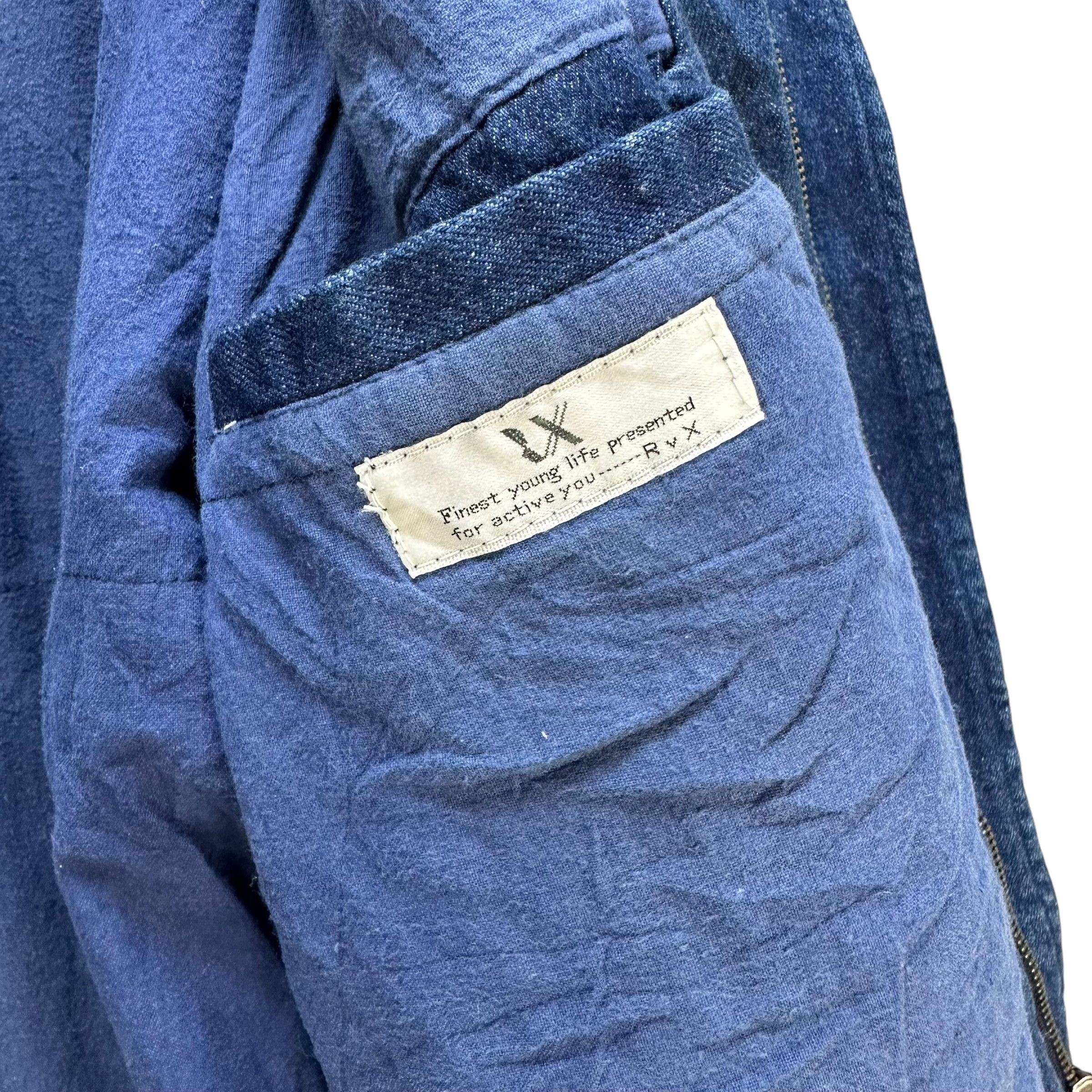 Japanese Brand 90's RVX Blue Denim Jacket Free Size Nice Design #1497-A62 Size US L / EU 52-54 / 3 - 10 Thumbnail