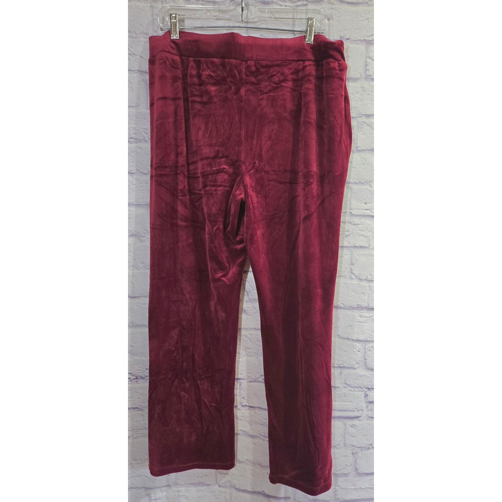 Liz Claiborne Liz Claiborne Burgundy Pull On Velour Pants L Soft Comfy Size 28" / US 6 / IT 42 - 3 Thumbnail