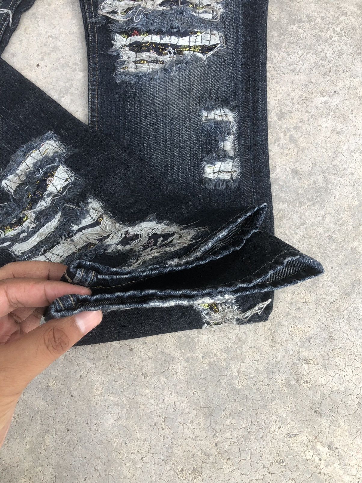 PPFM Japanese PPFM Distressed Patchwork Jeans Size US 31 - 13 Thumbnail
