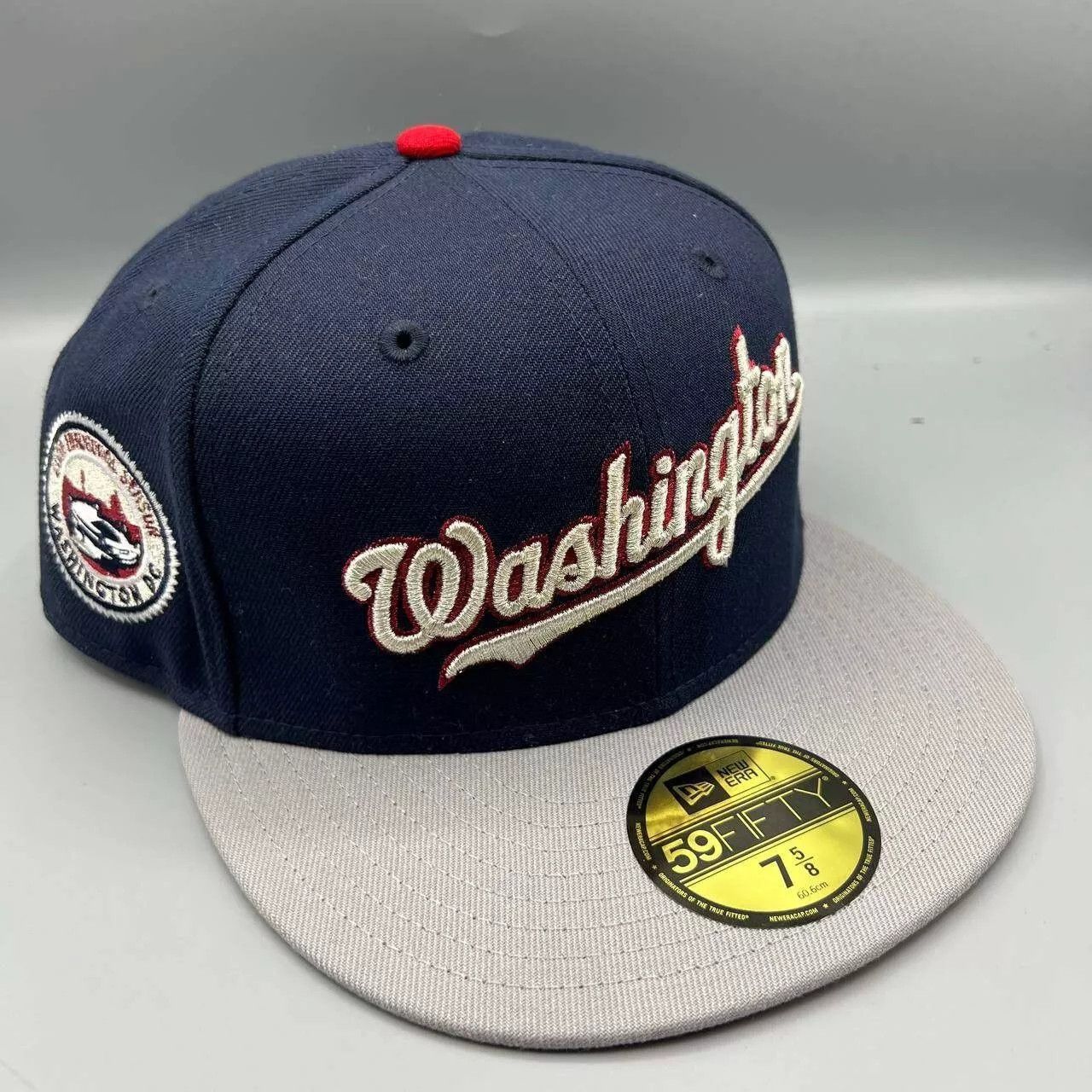 New Era Washington Nationals Hat Men 7 5/8 Navy Red MLB Fitted Cap Size ONE SIZE - 1 Thumbnail