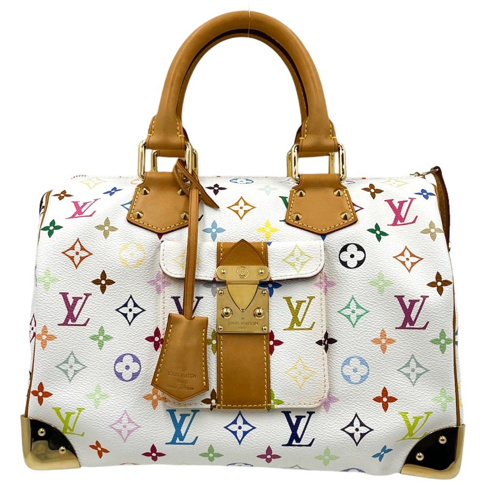 image of Louis Vuitton Handbag Monogram Multicolor Speedy 30 Boston Bag White, Women's