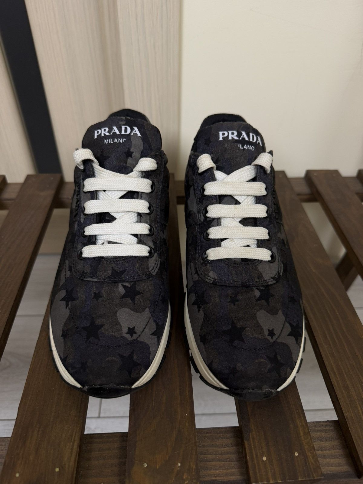 Prada Prada Nylon Camouflage Star Print Low-Top Sneakers shoes Size US 9 / IT 39 - 3 Thumbnail
