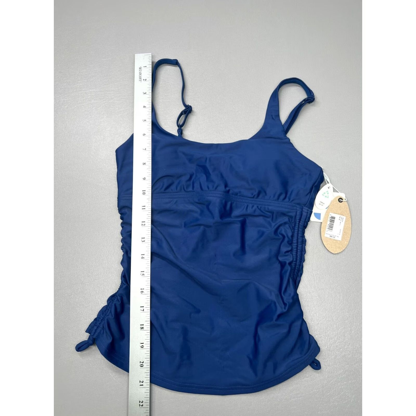 Prana prANA Womens Melody Tankini Belize Blue Side Ruched Padded Swim Top XS Size XS / US 0-2 / IT 36-38 - 3 Thumbnail