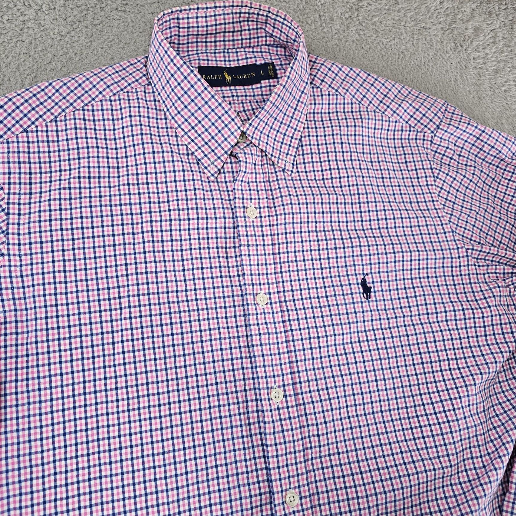 Ralph Lauren Ralph Lauren Shirt Mens Large Pink Blue Check Button-Down Long Sleeve Pony Logo Size US L / EU 52-54 / 3 - 2 Thumbnail