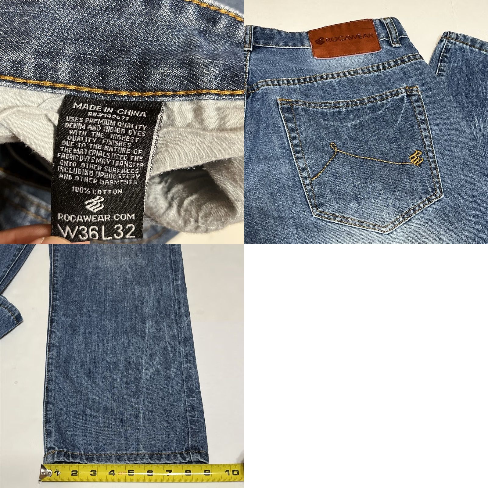 Rocawear VINTAGE Rocawear Jeans Mens Blue Denim Baggy Wide Leg Y2K 90s Hip Hop 35x30 Regular Inseam 30 Size US 35 - 8 Thumbnail