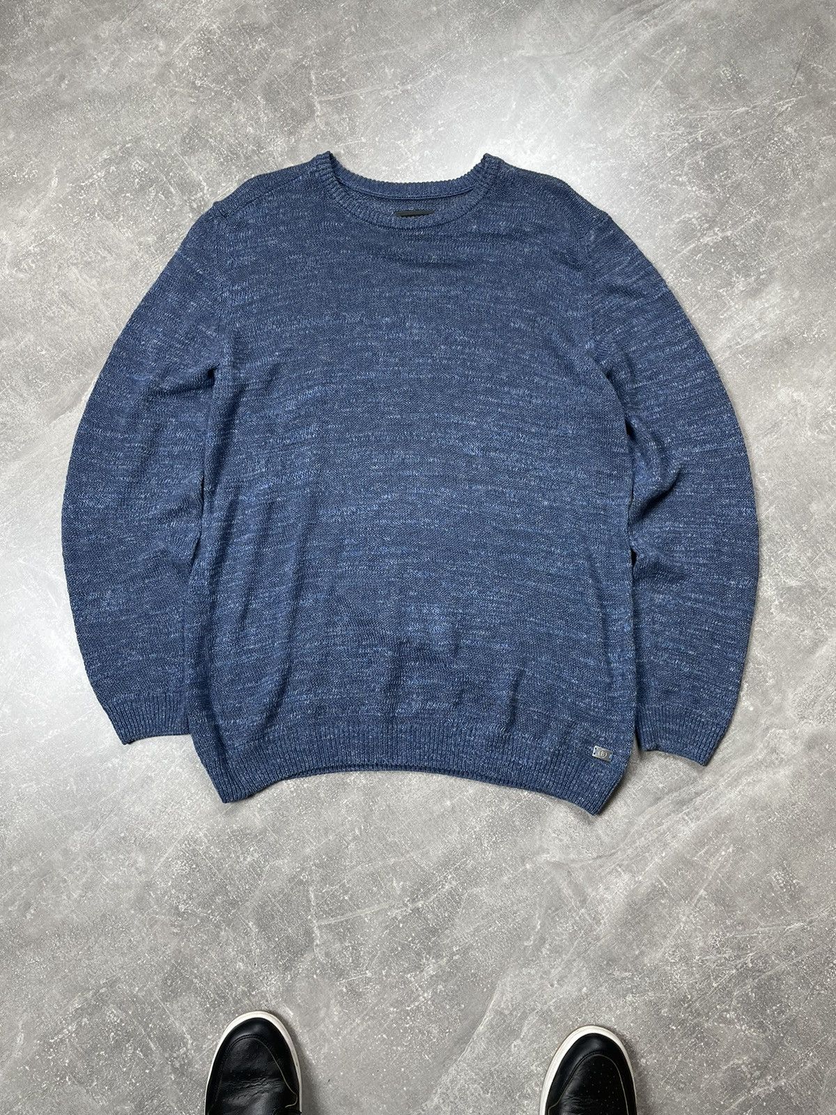Bogner Bogner Linen Cotton Classic Knitted Blue Crew Neck Sweater Size US XXL / EU 58 / 5 - 2 Thumbnail