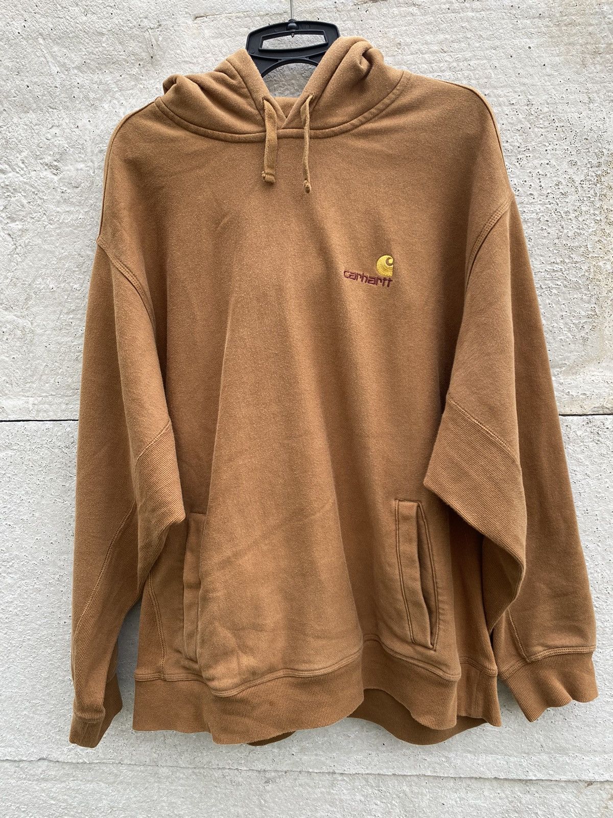 Vintage Carhartt Y2K brown oversized embroidered logo hoodie