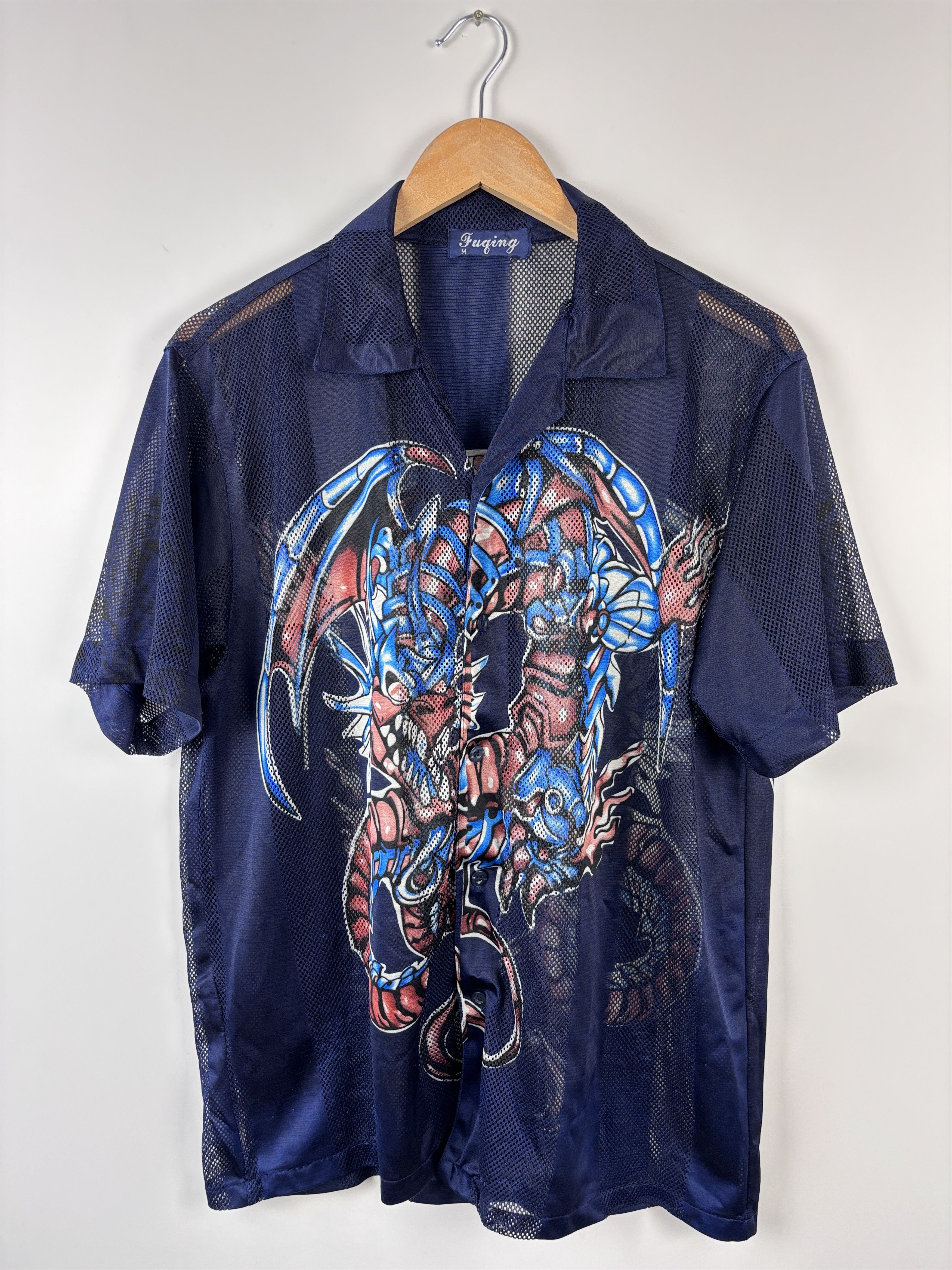 Japanese Brand × Vintage Vintage Y2K Dragon Button Up Shirt Blue Size M Size US M / EU 48-50 / 2 - 1 Thumbnail