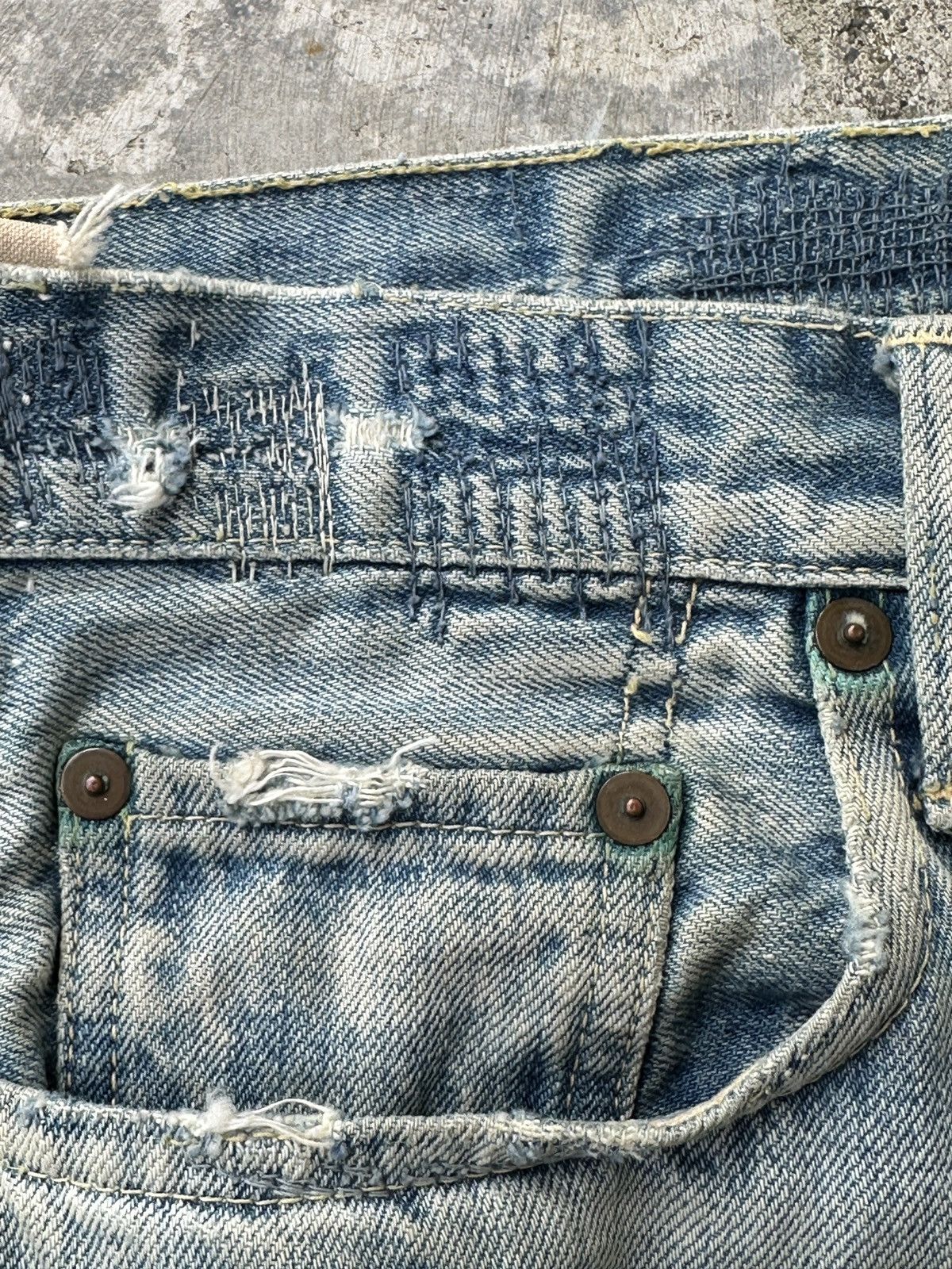 Kapital Kountry Boro Patchwork Denim Track pant Remake Size US 35 - 11 Thumbnail