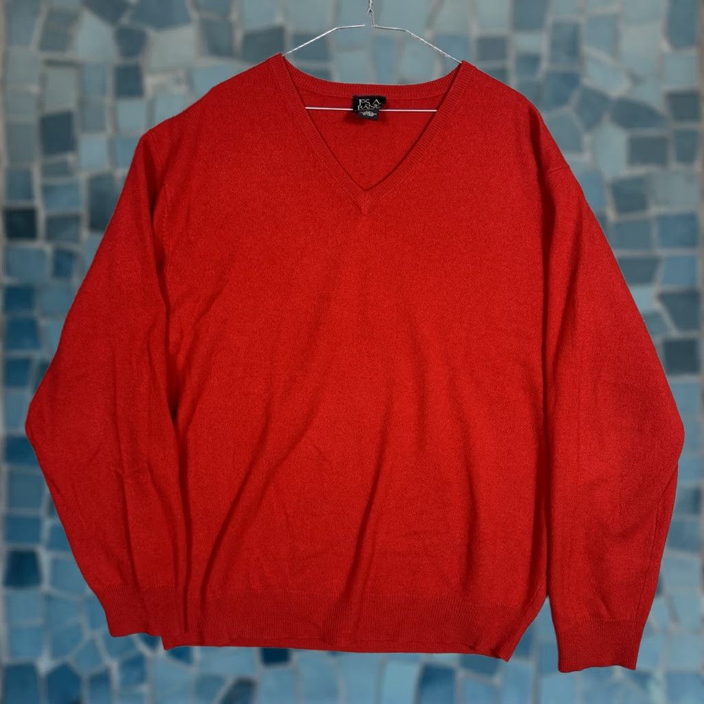 Jos. A. Bank Jos A. Bank Sweater Mens 2XL XL Mongolian Cashmere V-Neck Jumper Quiet Luxury Red Knit Pullover Holiday Winter Mens Size US XXL / EU 58 / 5 - 1 Thumbnail