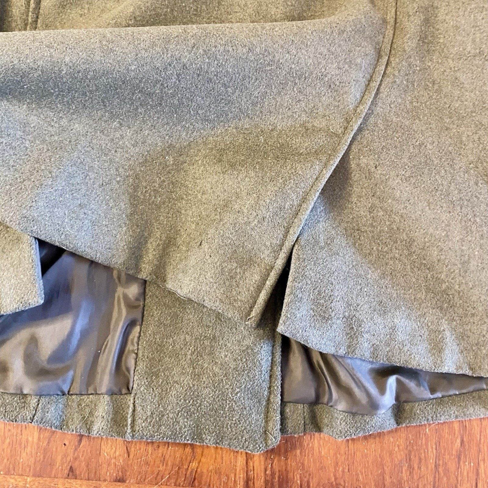 & Other Stories Coat Womens 2X Green Wool Peacoat Lane Crawford Fur Collar Size XXL / US 16-18 / IT 52-54 - 9 Thumbnail