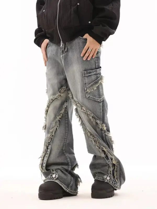 VIBE Retro ruined whiskering design washed distressed jeans Size US 30 / EU 46 - 4 Thumbnail