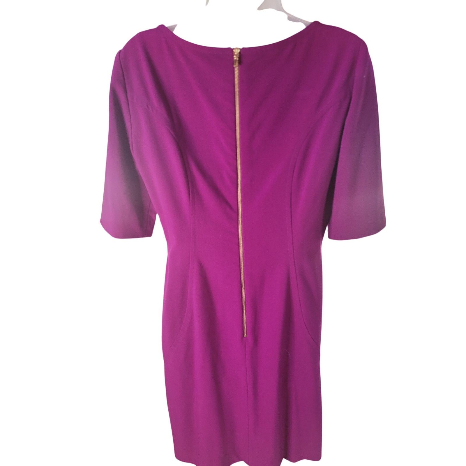 Elie Tahari Tahari Purple Dress Pockets Gold Hardware Lined Zip Back 8 Size M / US 6-8 / IT 42-44 - 3 Thumbnail