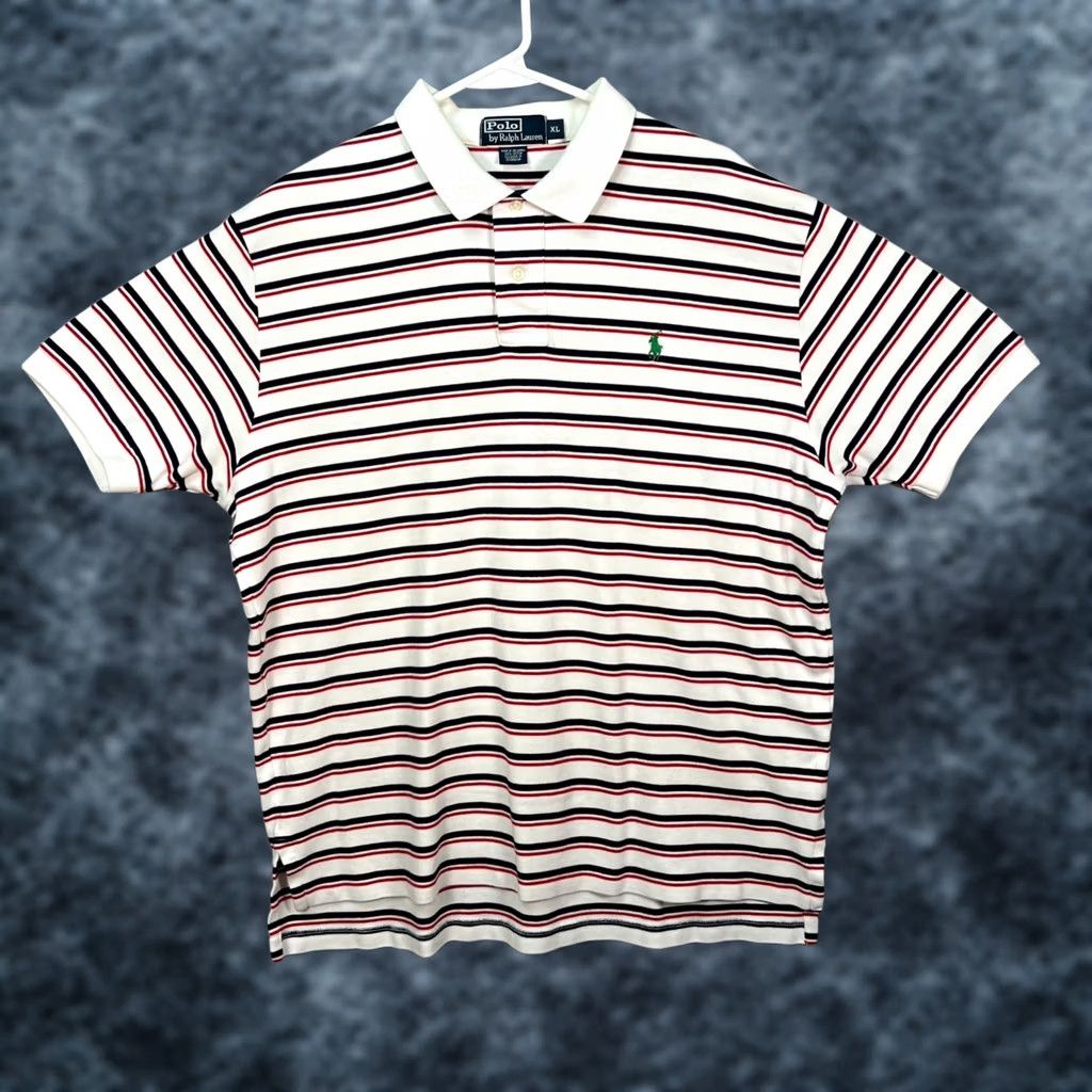 Polo Ralph Lauren Polo Ralph Lauren Mens XL Striped Polo Shirt Red / White / Blue Short Sleeve Shirt Mens XL White Polo Ralph Lauren Size US XL / EU 56 / 4 - 1 Thumbnail