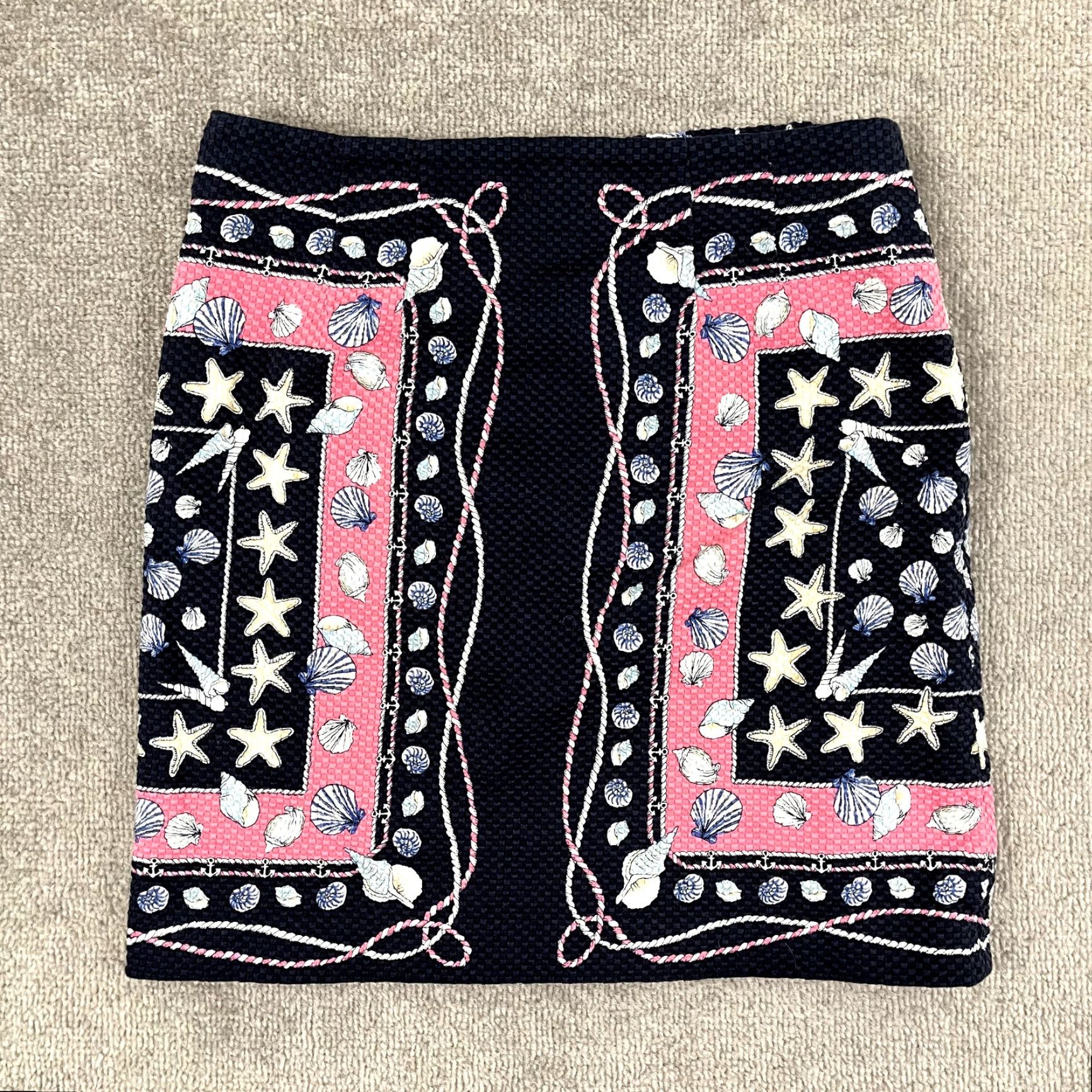Talbots TALBOTS Skirt Womens Size 2 Blue White Shells Starfish Beach Coastal Preppy 18" Midi Multicolor Geometric Lined Zip Size 26" / US 2 / IT 38 - 7 Thumbnail