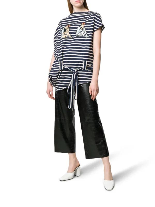 George × JW Anderson o1mle0325 Print Stripe Drapetop in Navy & White Size S / US 4 / IT 40 - 2 Thumbnail