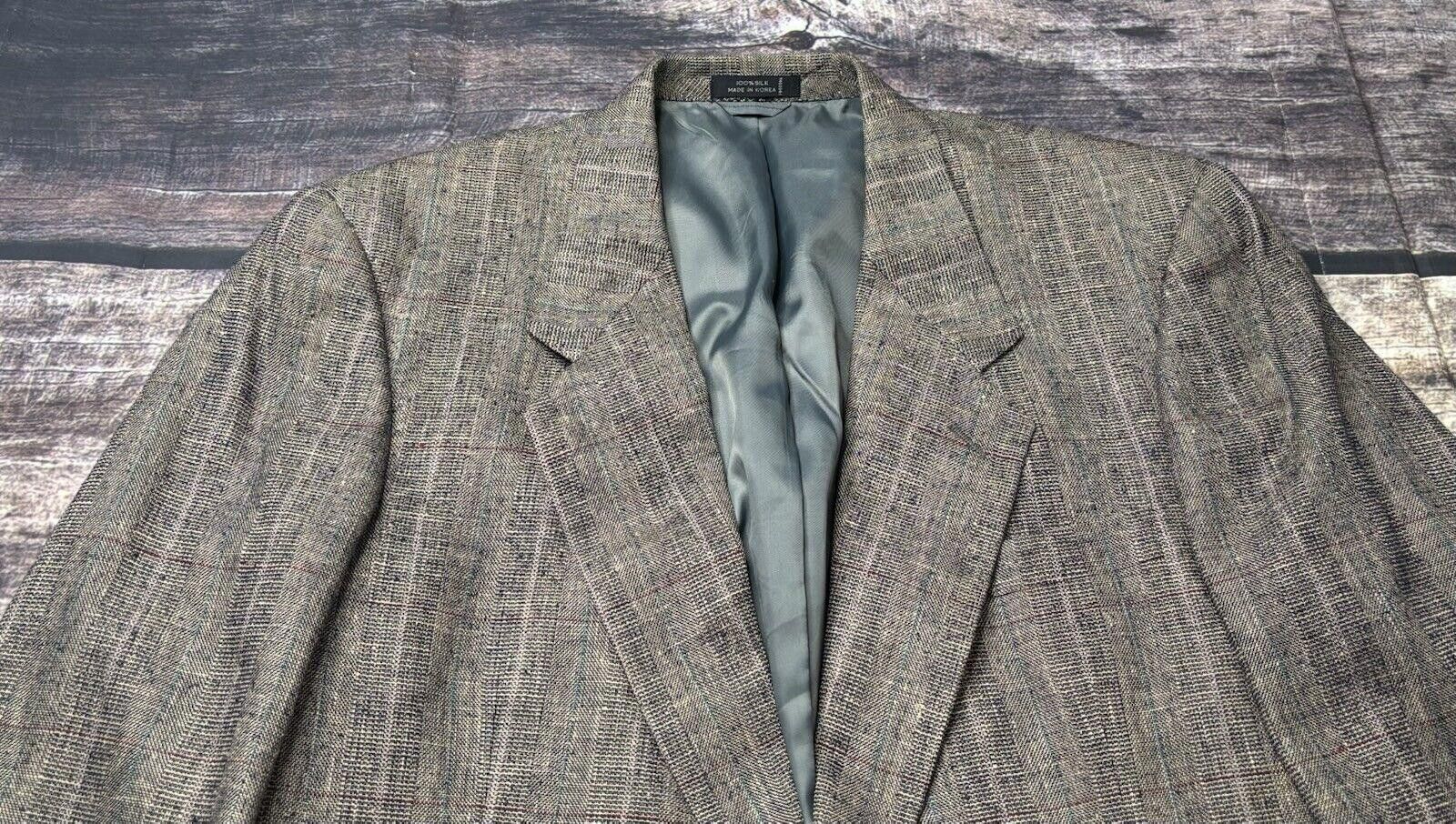 Other Moda Prima 100% Silk Blazer Jacket Men's 42R Plaid Twill Size 42R - 5 Thumbnail