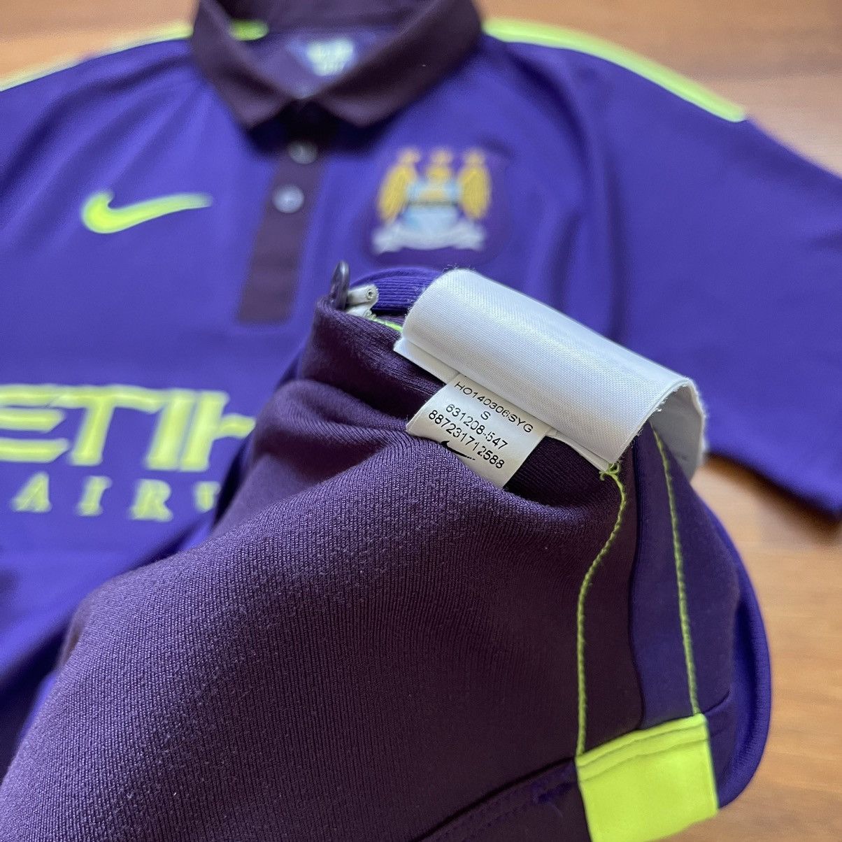 Nike × Vintage MANCHESTER CITY NIKE 2014/2015 SOCCER 3RD JERSEY #16 AGUERO Size US S / EU 44-46 / 1 - 14 Thumbnail