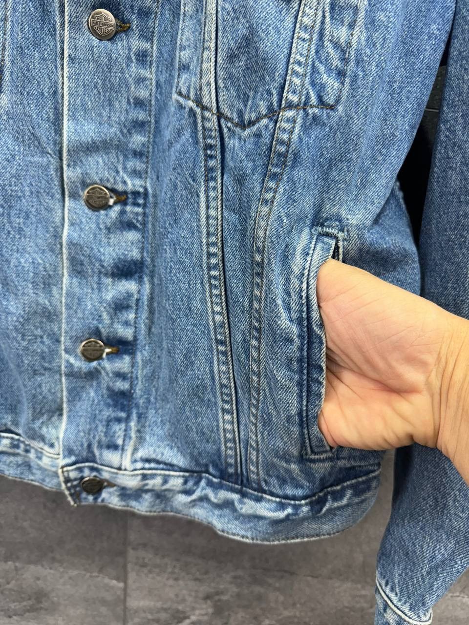 Vintage VINTAGE Harley Davidson Jacket Womens Jean Denim Blue 90s Size M / US 6-8 / IT 42-44 - 10 Thumbnail