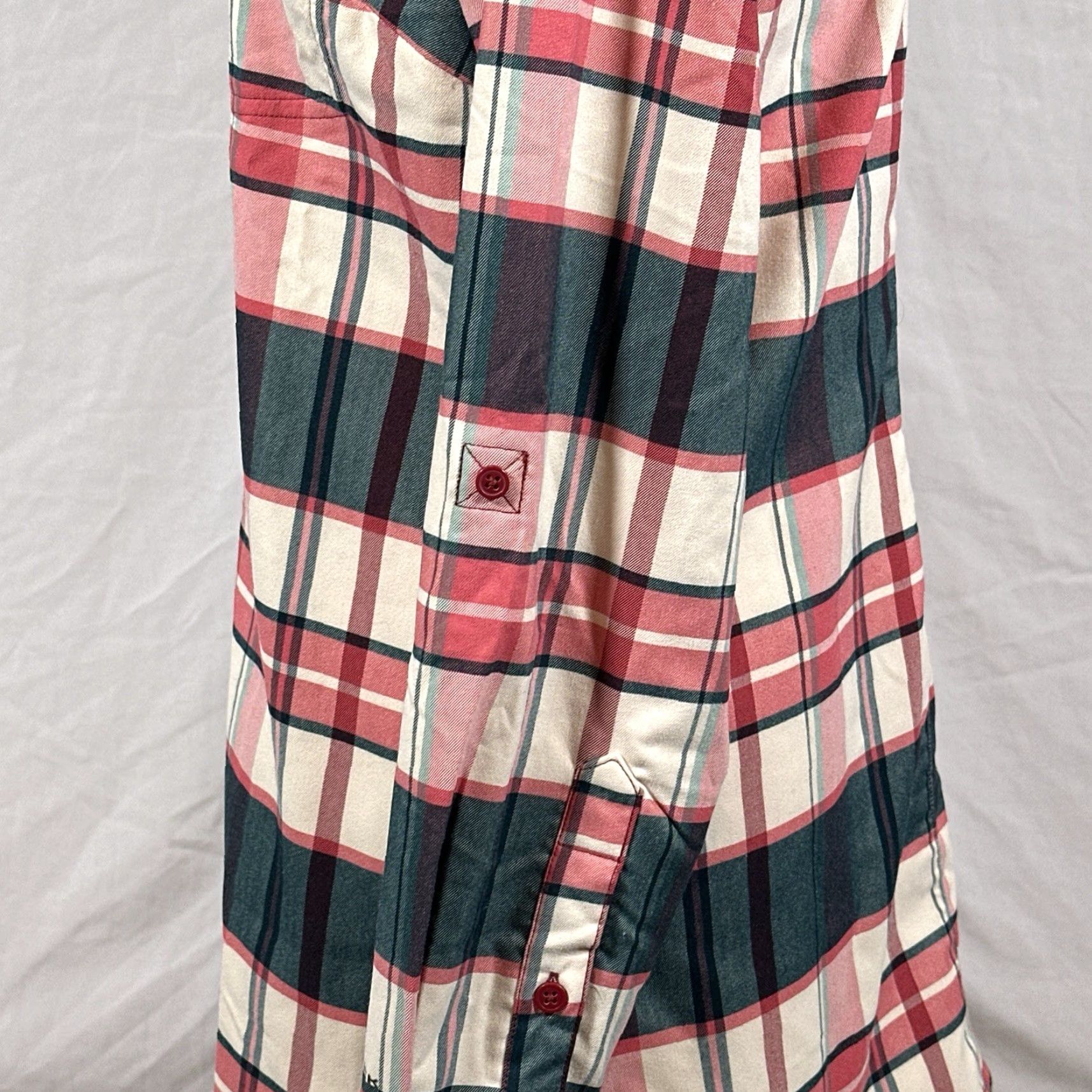 Pinko Columbia Tunic Womens Medium Silver Ridge 2 Pink Green Plaid Flannel Top Button-Up Casual Travel Workwear All Seasons Breathable Pockets Pocket Phone Size M / US 6-8 / IT 42-44 - 4 Thumbnail