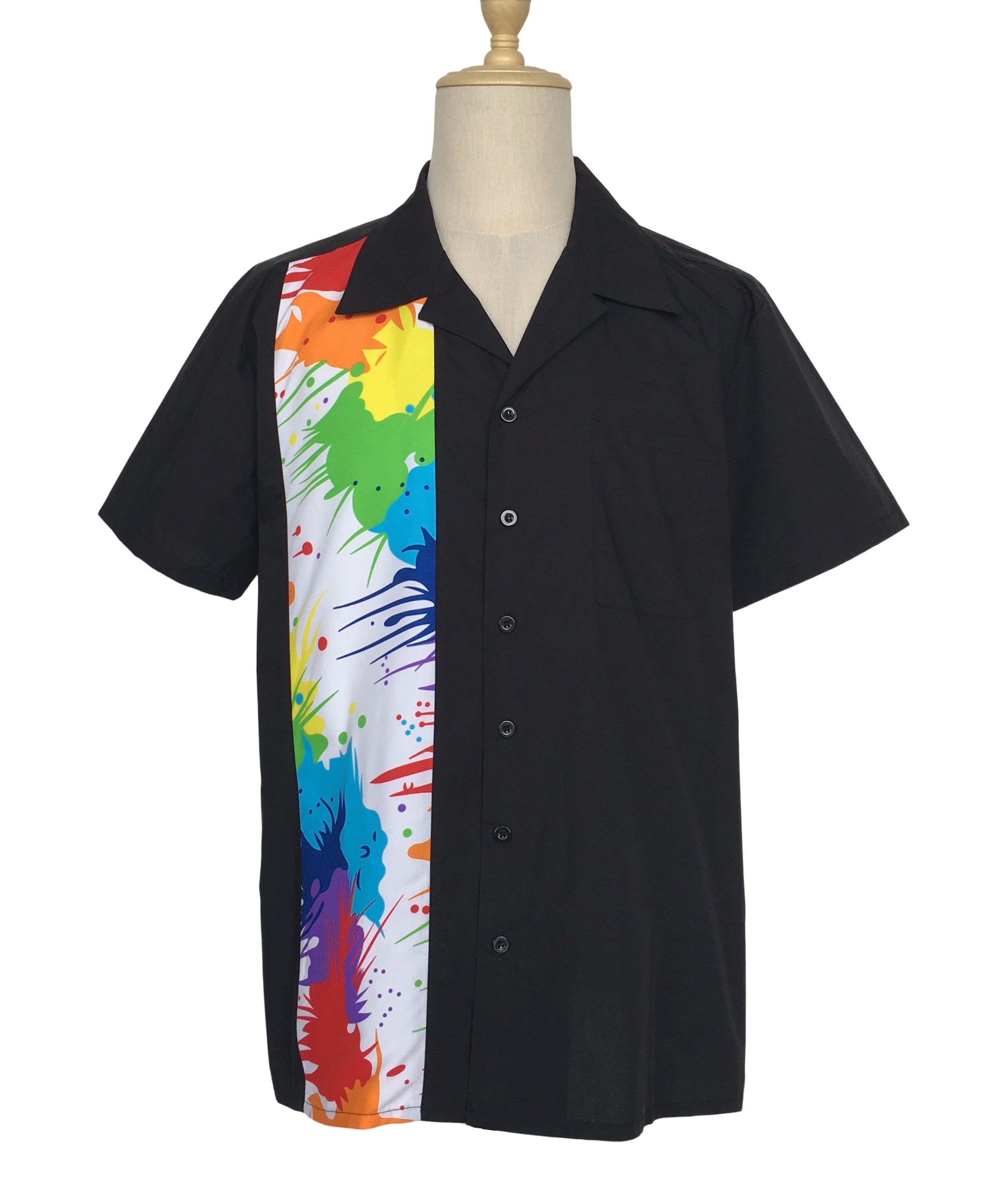 Other Black Contrast Colorful Panel Hawaiian Shirts Size US XL / EU 56 / 4 - 1 Thumbnail