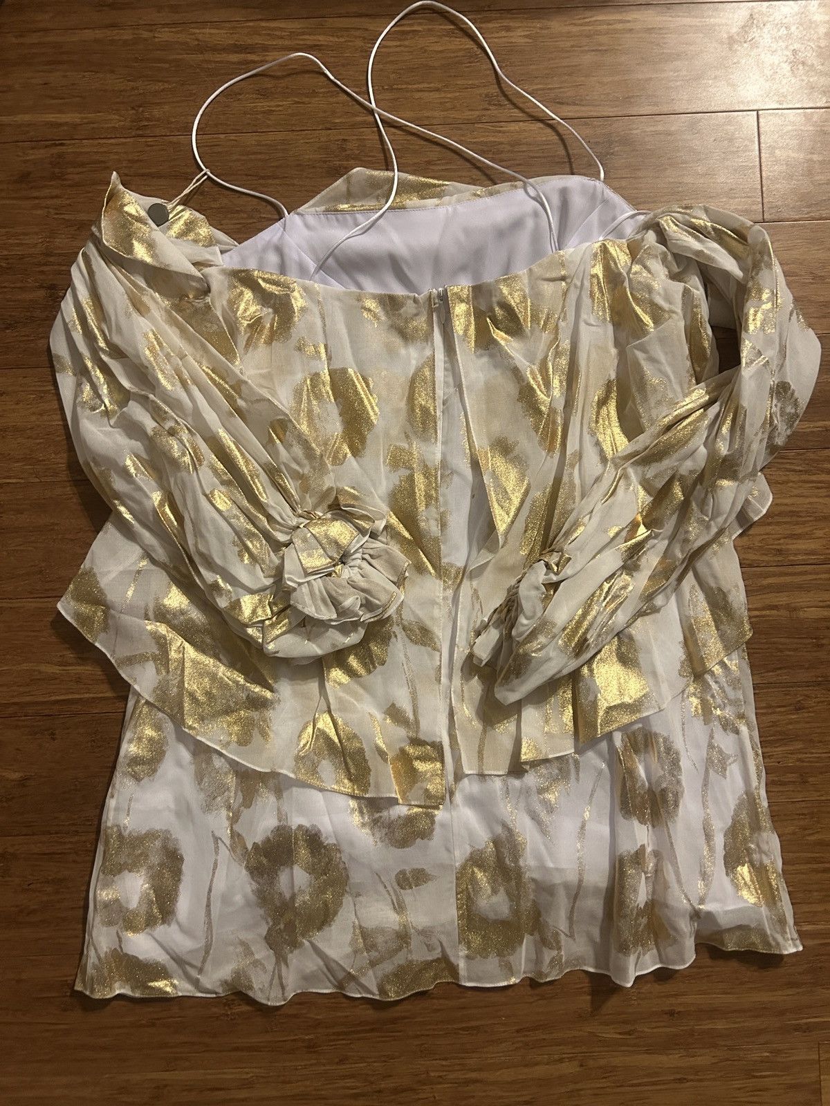 Halpern HALPERN Cold-shoulder Metallic Floral Cotton-voile Dress Size S / US 4 / IT 40 - 7 Thumbnail