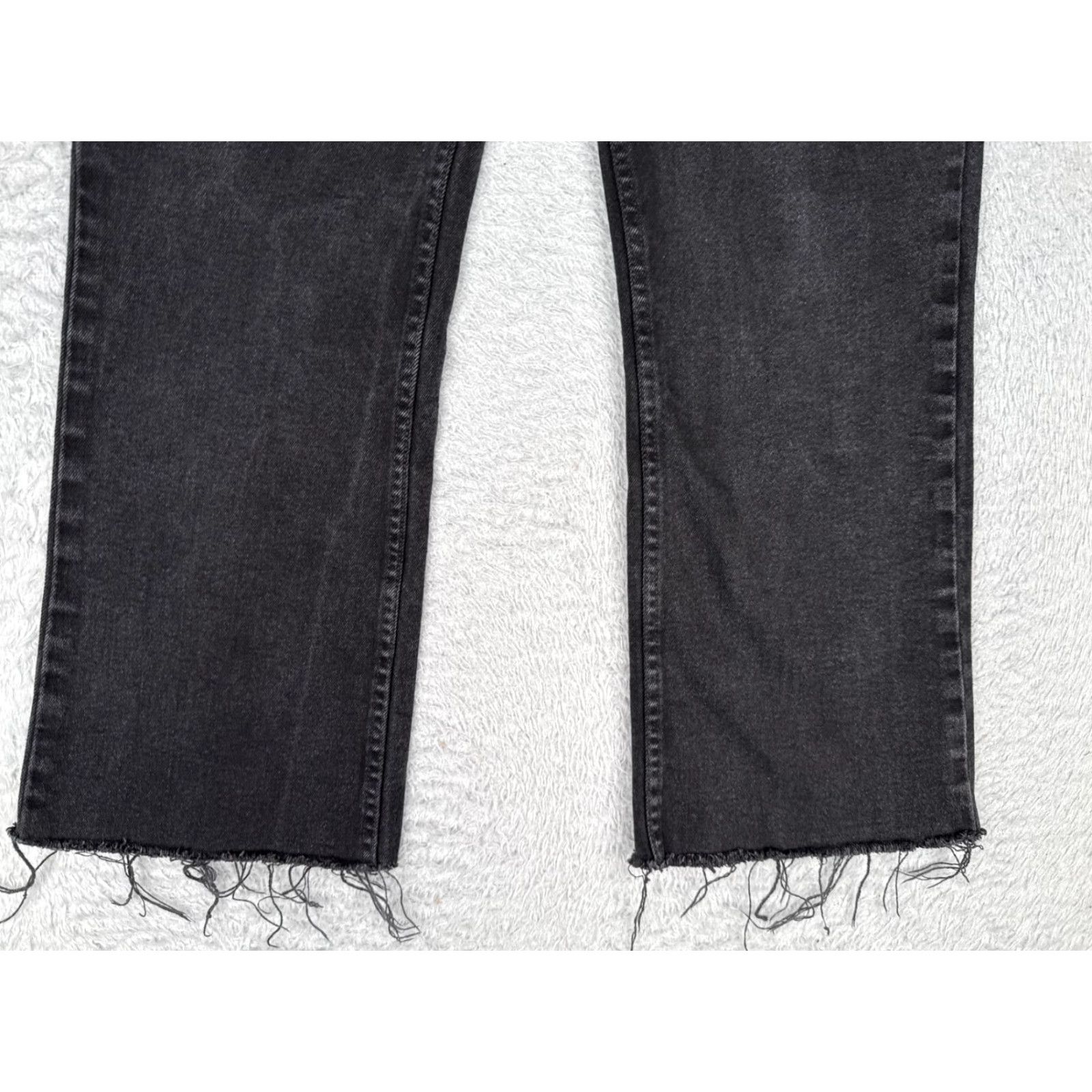 Zara Zara Jeans Women 8 Black Denim Wide Bootcut High Rise Cotton Blend Raw Hem 28x26 Jeans Womens 90s Retro Distressed Pockets Logo 5-Pocket Size 30" / US 8 / IT 44 - 2 Thumbnail