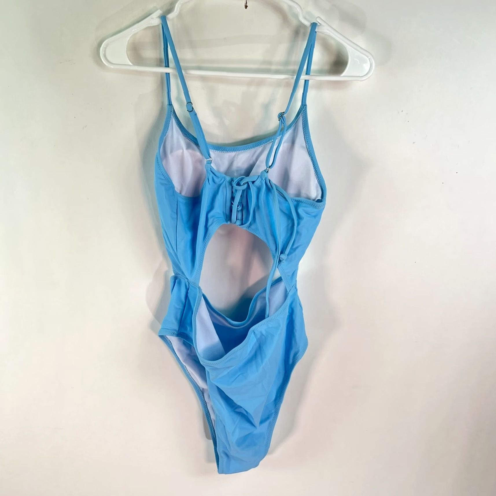 ZAFUL Zaful One Piece Swimsuit Teen L Blue Halter Cross Back Size ONE SIZE - 4 Thumbnail