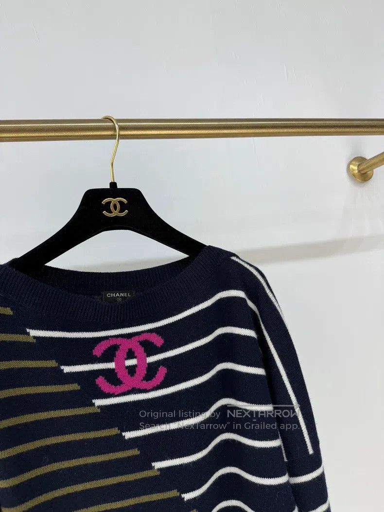 Chanel Chanel 20C colour striped double C logo cashmere sweater Size XS / US 0-2 / IT 36-38 - 3 Thumbnail