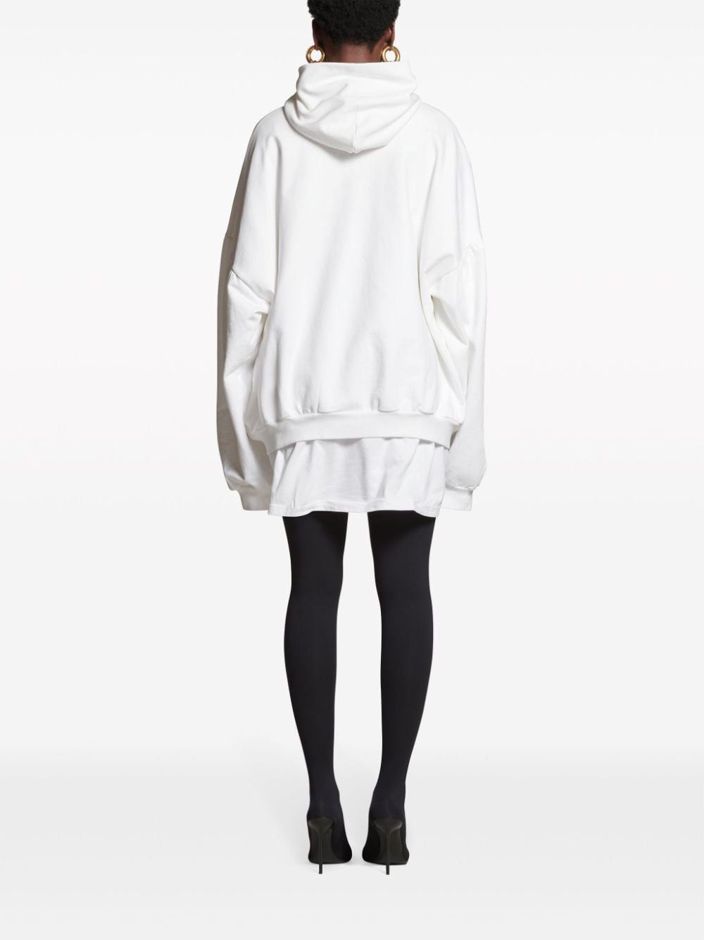 Balenciaga o1bcso1str0125 Back Flip Round Hoodie Oversized in White Size S / US 4 / IT 40 - 5 Thumbnail