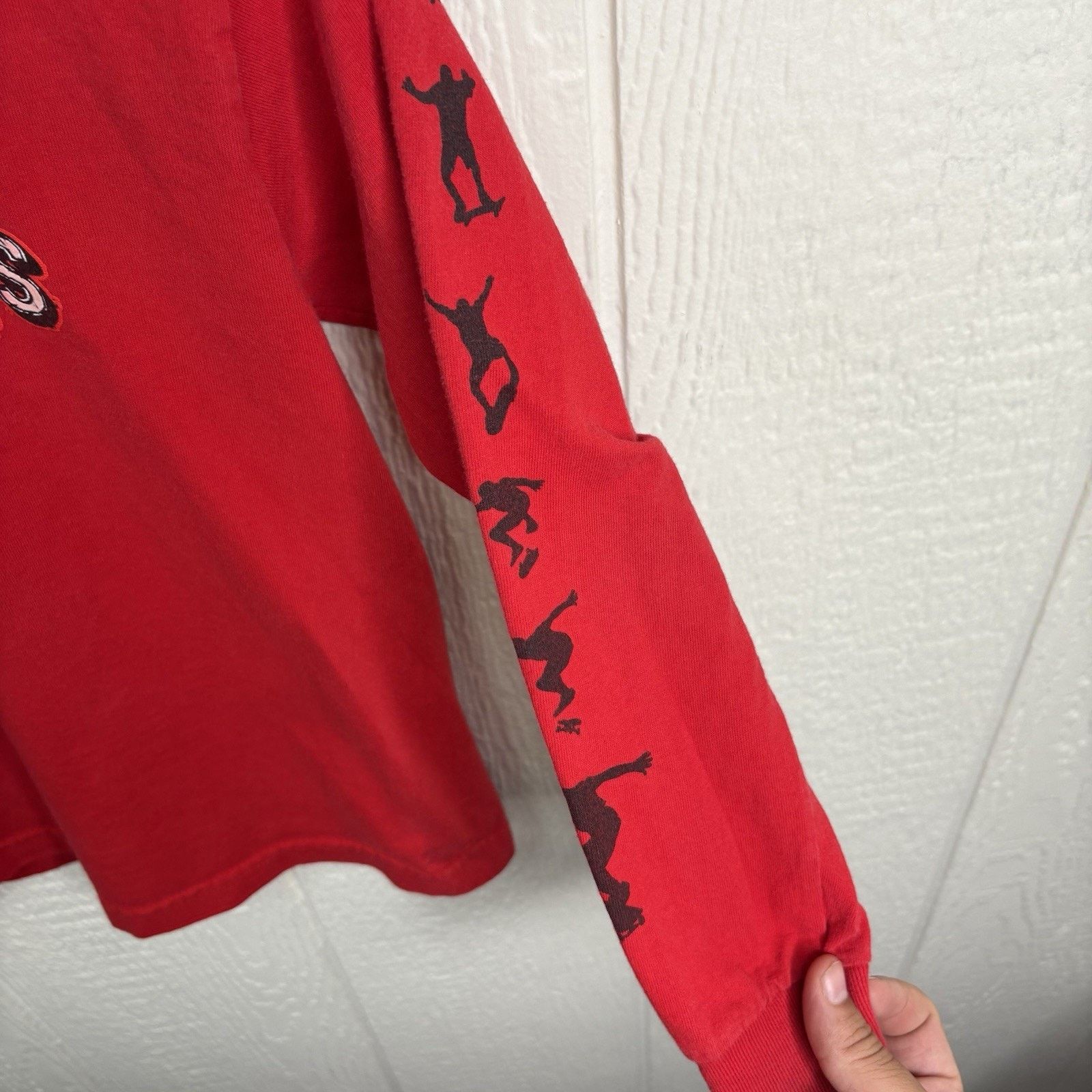 Fruit Of The Loom Y2K Red Baby Tee “I Do My Own Stunts” Long Sleeve Size Small Size US S / EU 44-46 / 1 - 4 Thumbnail