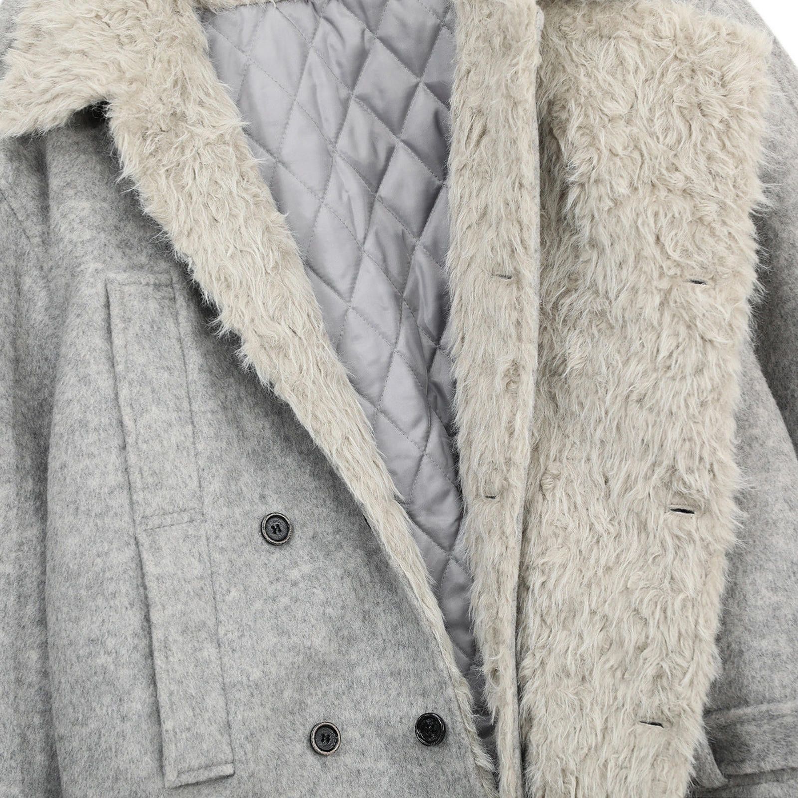 Vintage Gray Wool Blend Faux Fur Lined Winter Coat Size US M / EU 48-50 / 2 - 2 Thumbnail