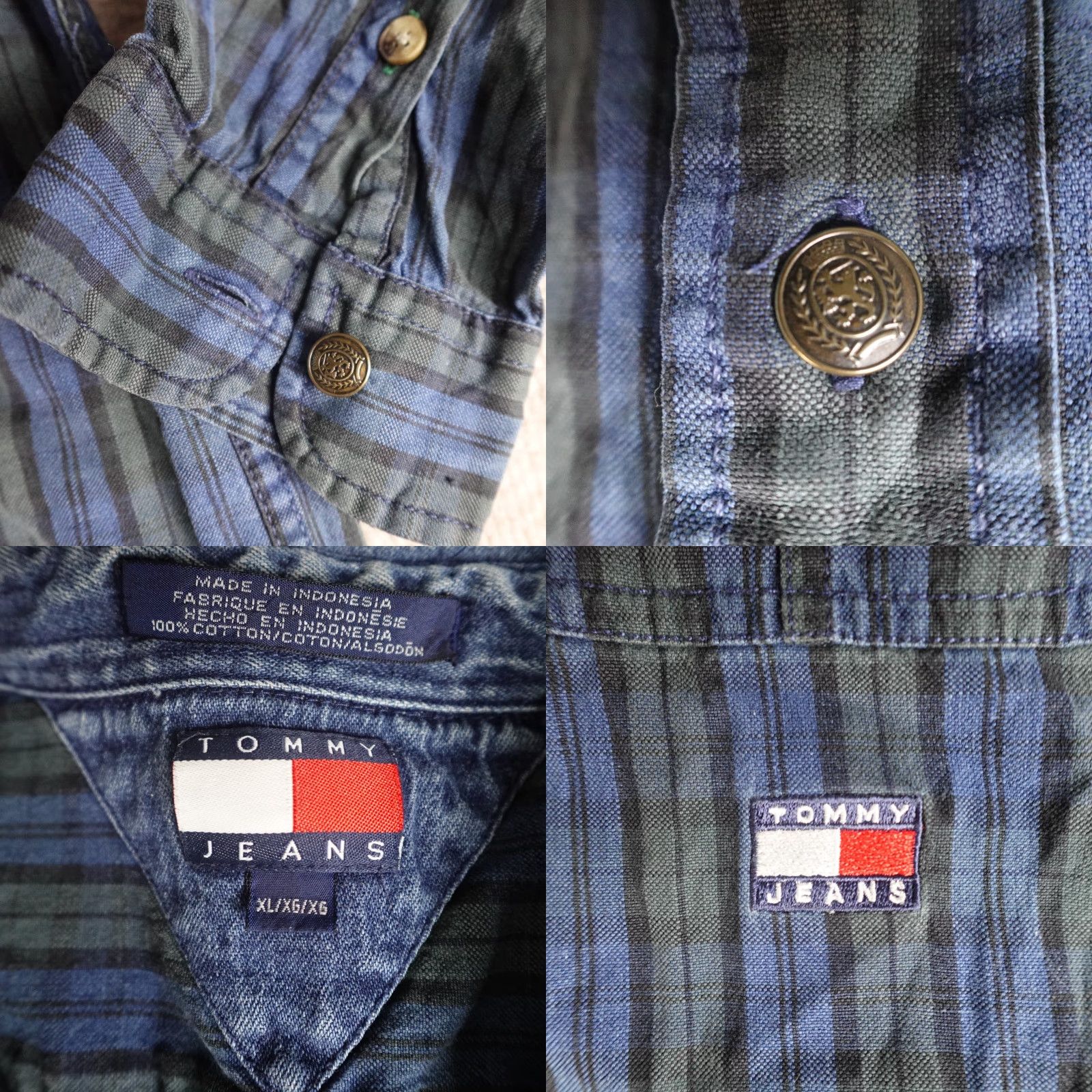 Tommy Hilfiger VINTAGE Tommy Hilfiger Shirt XL Blue Green Embroidered Buttons Men’s Button-Up Long Sleeve Regular Fit Size US XL / EU 56 / 4 - 8 Thumbnail