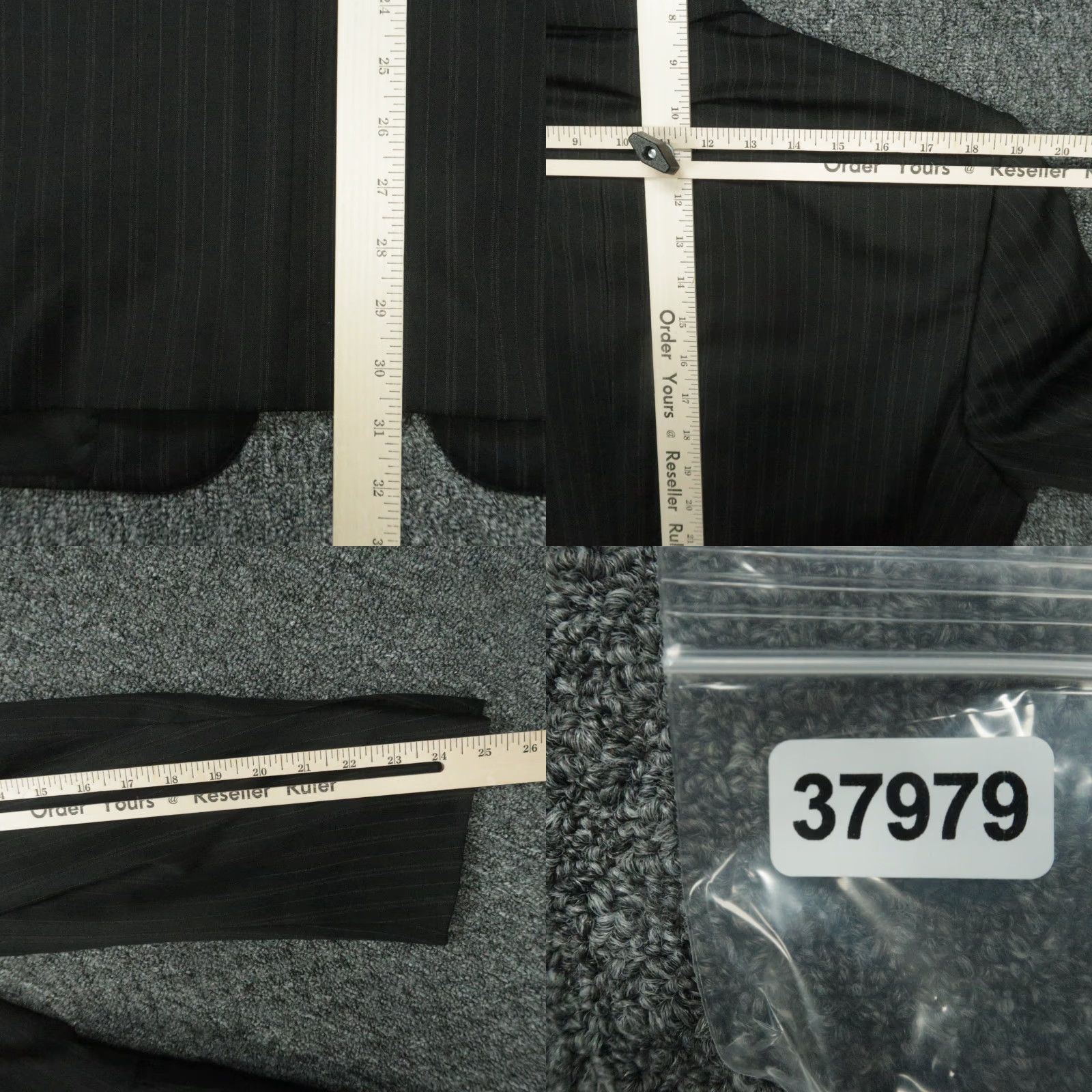 Canali Canali Blazer Mens Black 42R Wool Striped 2 Piece Notch Lapel Single-Breasted Formal Self/Euro 50R Italy Mens Size 42R - 9 Thumbnail