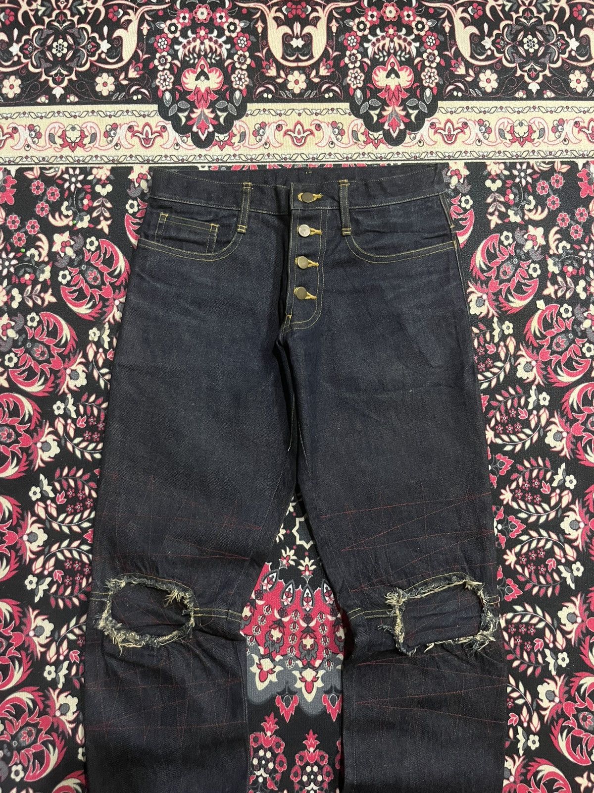 Christopher Nemeth ⚡️Designer⚡️Christopher Nemeth Deconstructed Raw Indigo Jeans Size US 30 / EU 46 - 3 Thumbnail