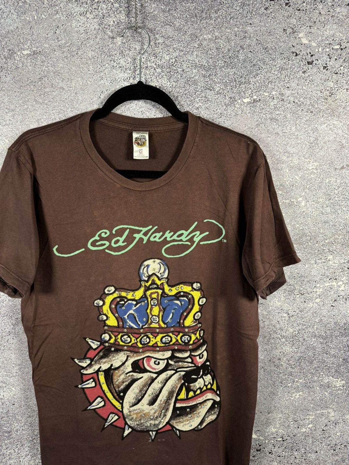 Designer × Ed Hardy Don Ed Hardy Brown Bulldog Graphics Printer Logo T Shirt M Size US M / EU 48-50 / 2 - 2 Thumbnail
