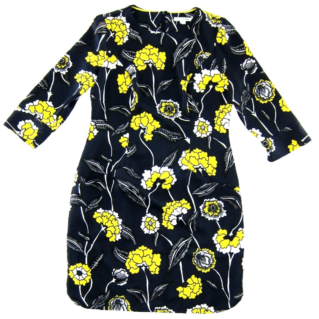 Boden Boden Shirt Dress 3/4 Sleeve Pockets Floral Knee Length Blue White Yellow 6R Size M / US 6-8 / IT 42-44 - 2 Thumbnail