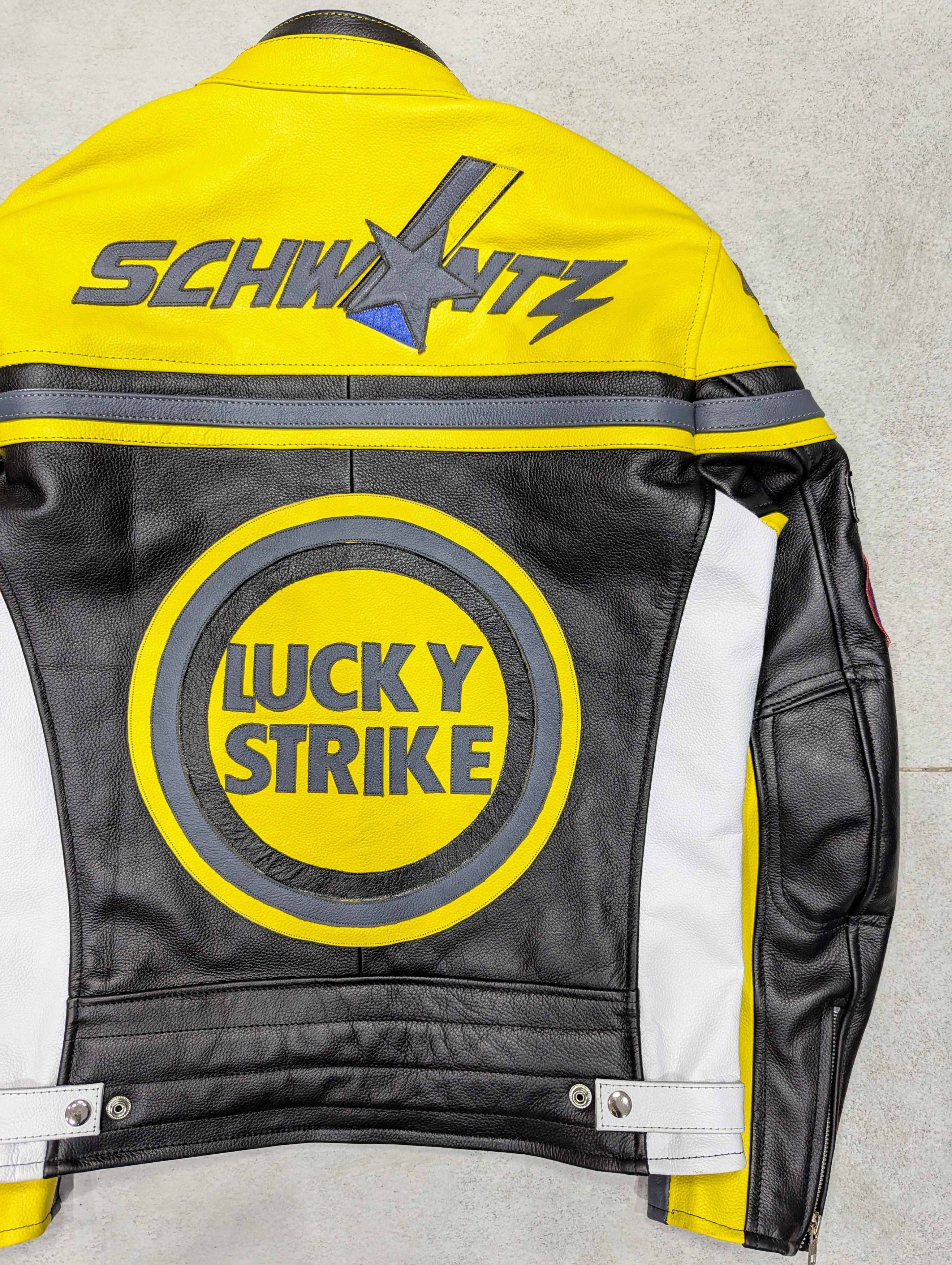 Vintage 🔥 LUCKY STRIKE 🔥 Leather Jacket 90s Vintage Racing Size M / US 6-8 / IT 42-44 - 8 Thumbnail