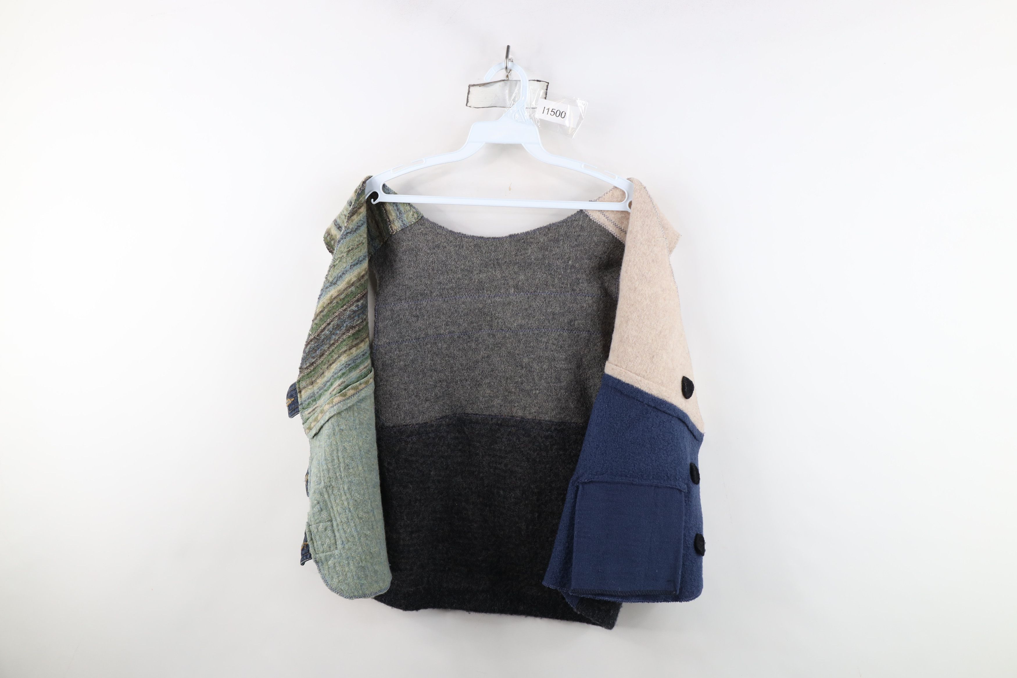 Vintage Vintage 90s Streetwear Patchwork Wool Sweater Vest Jacket Size L / US 10 / IT 46 - 8 Thumbnail