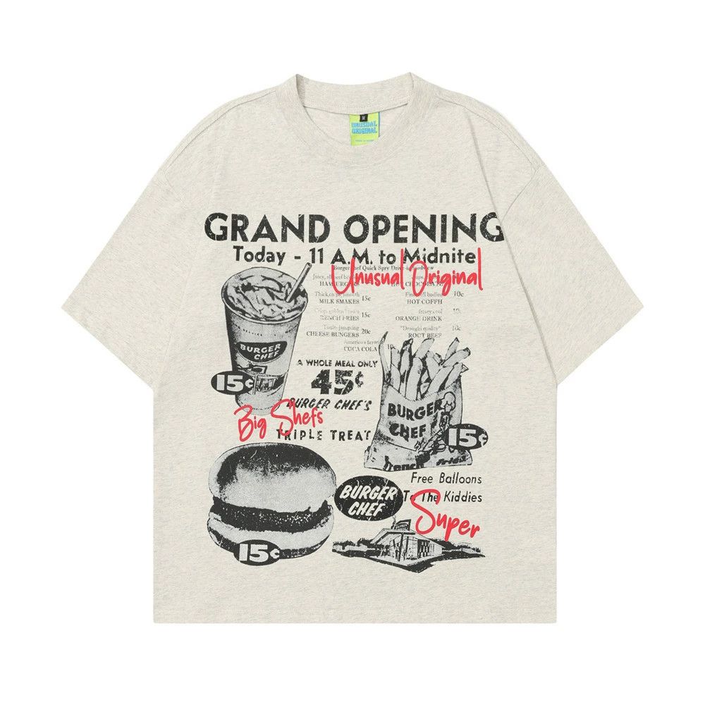 Vintage Men's loose trendy hamburger fries printed T-shirt Size US M / EU 48-50 / 2 - 1 Thumbnail