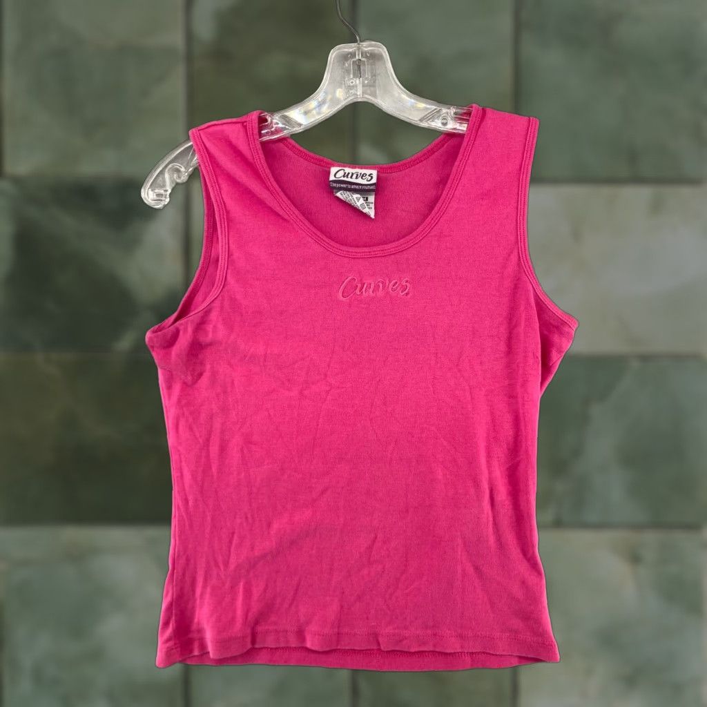 Pinko VINTAGE Curves Tank Women M Pink Slim 100% Cotton Sleeveless Scoop Neck Pullover Athletic Activewear Short? Size M / US 6-8 / IT 42-44 - 1 Thumbnail