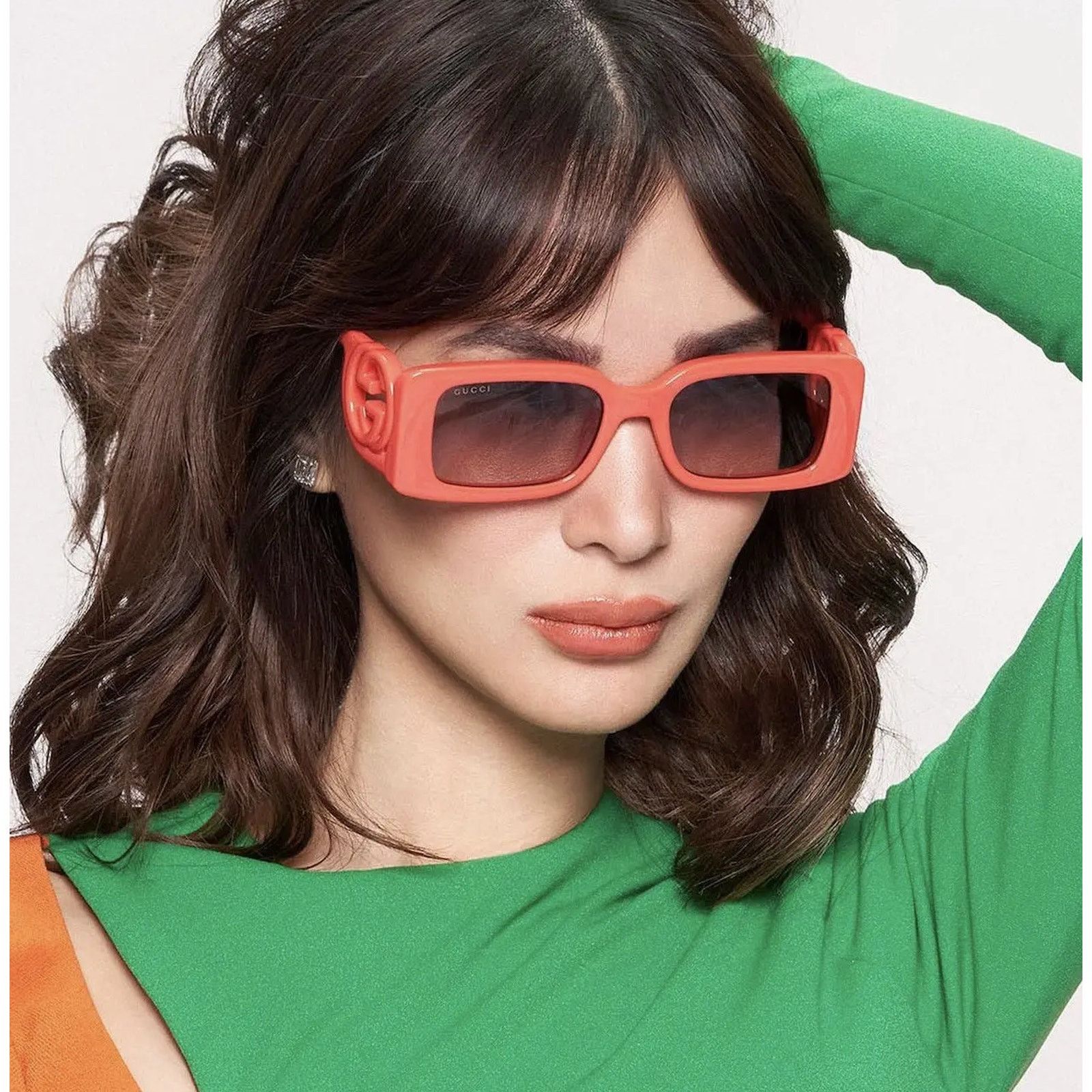 Gucci NEW Gucci GG1325S 005 Red Brown Gradient Women Authentic Size ONE SIZE - 9 Thumbnail