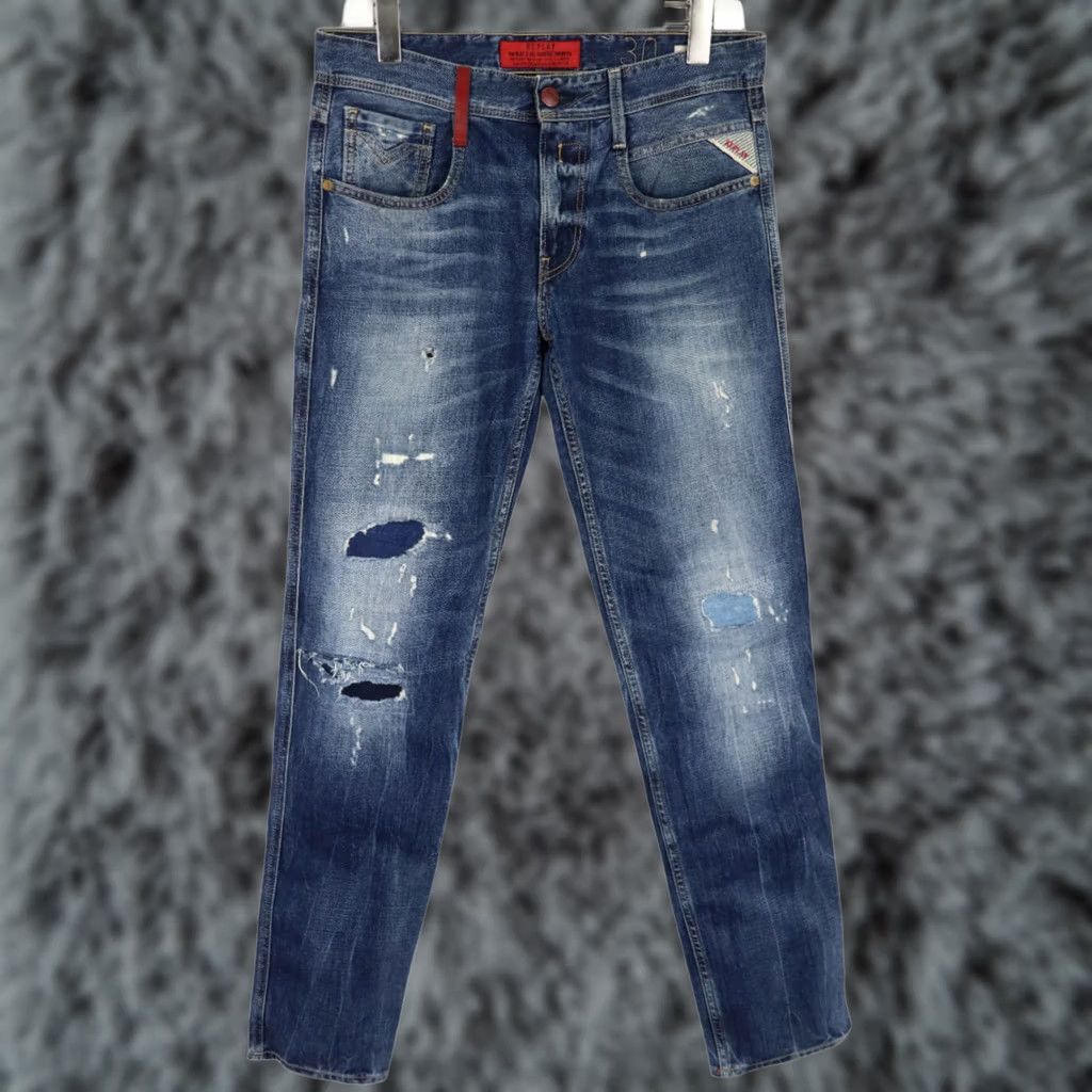 Replay REPLAY Jeans Men's W30/L32 Slim Fit Distressed Faded Whiskers Zip Fly Size US 30 / EU 46 - 1 Thumbnail