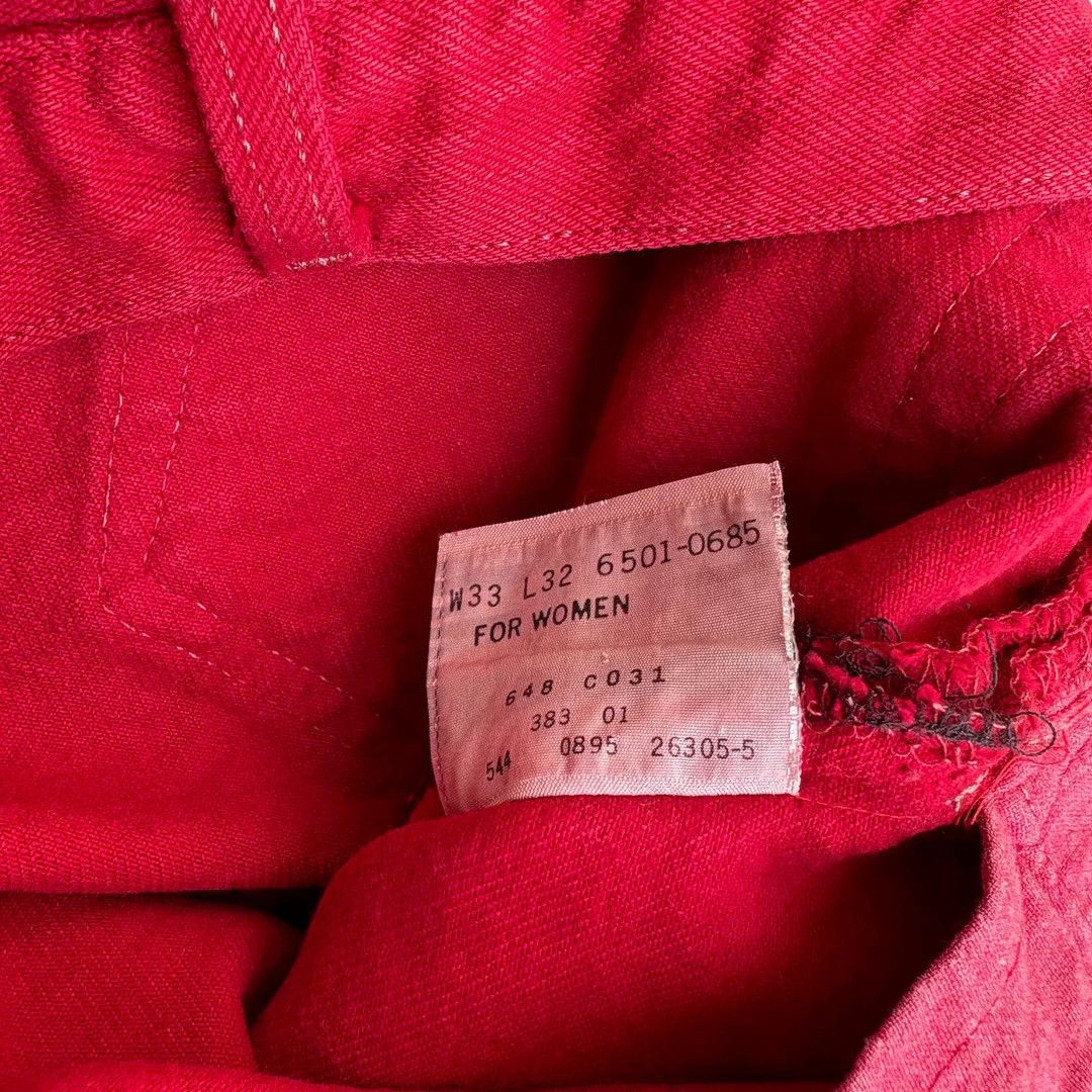 Levi's Levi’s 501 1990 90s Vintage W31 Red USA Made Denim Jeans Size 31" - 6 Thumbnail