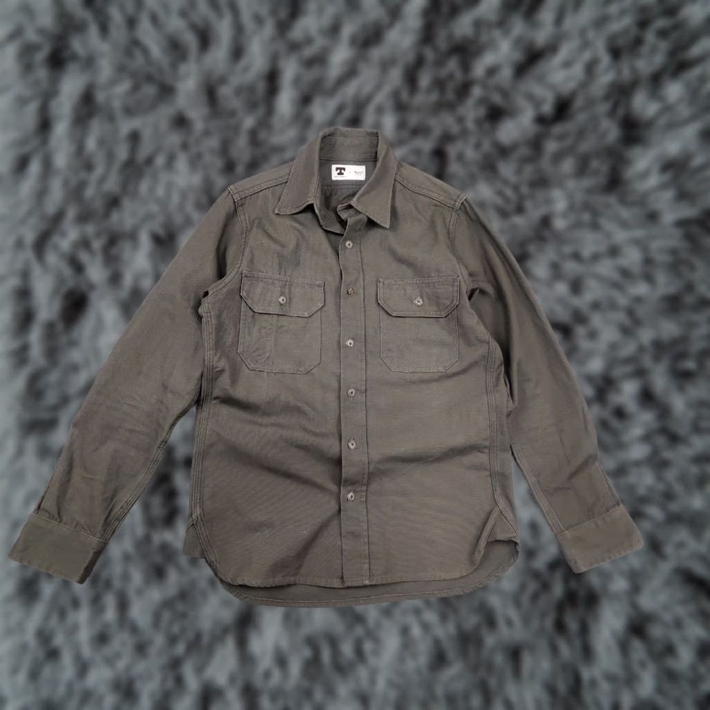 Tellason VINTAGE Tellason Olive Drab Flap Pockets Long Sleeve Button Up Work Shirt USA Shirt Mens S Green 90s Army Vintage Tellason Size US S / EU 44-46 / 1 - 1 Thumbnail