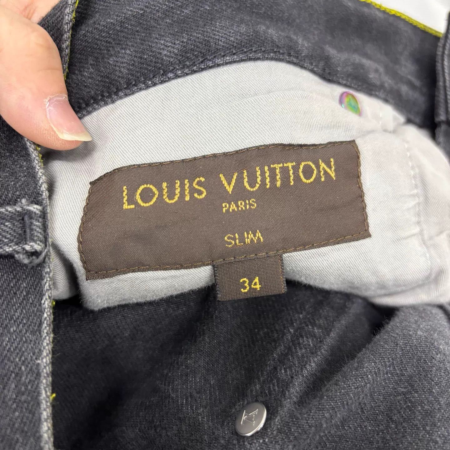 Louis Vuitton LV x HF 98 New Black Leather Patch Jeans 34 Size US 34 / EU 50 - 3 Thumbnail