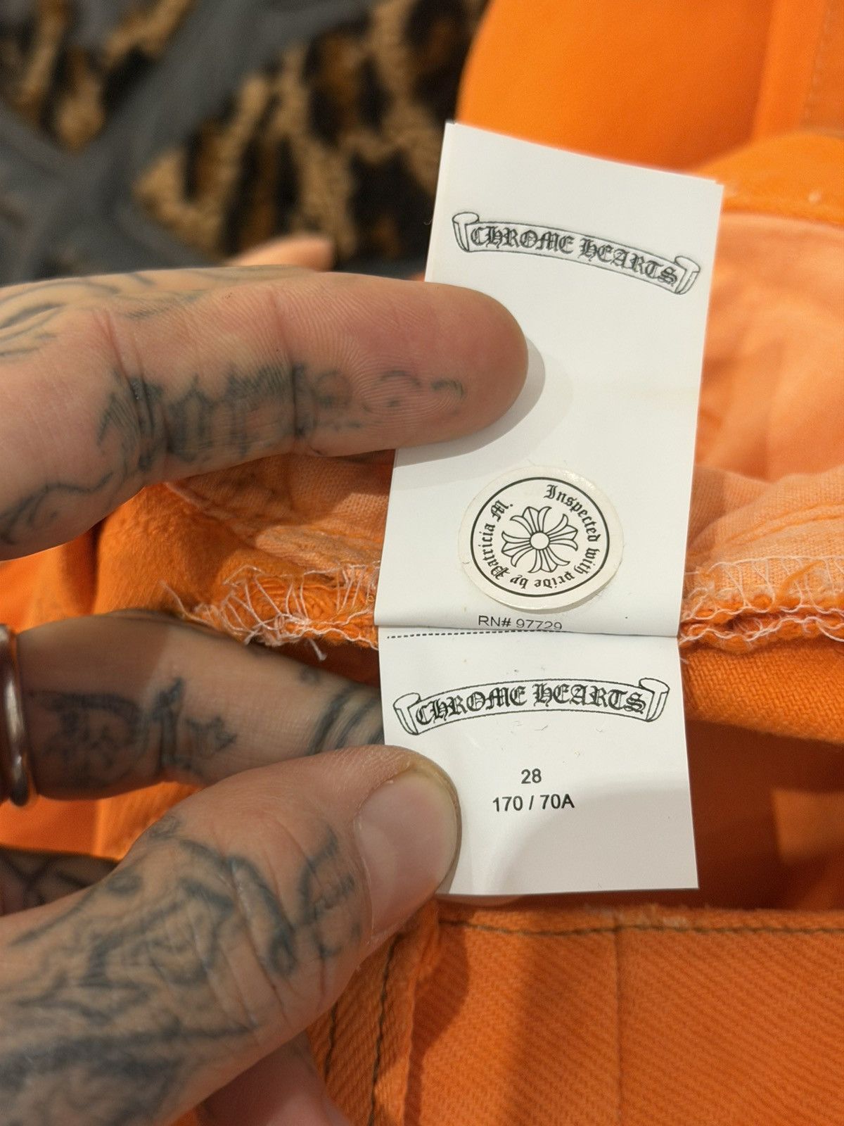 Chrome Hearts Chrome Hearts 2017 Virgil orange Levi Cross patch Jeans Size US 28 / EU 44 - 9 Thumbnail