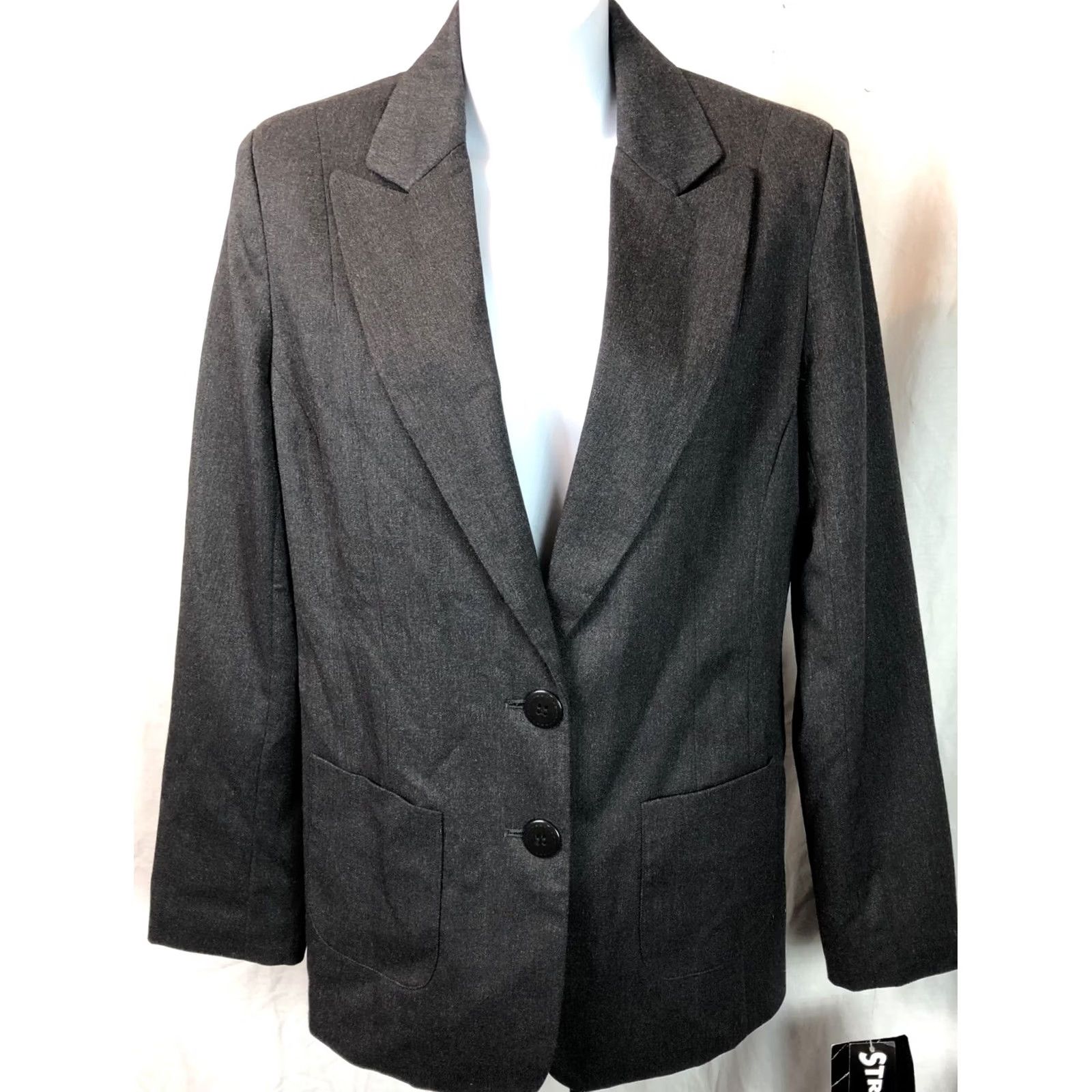 Vintage NWT Tracy Evans Blazer Jacket S Charcoal Career Stretch Lined 2 Button Pockets Size S / US 4 / IT 40 - 5 Thumbnail