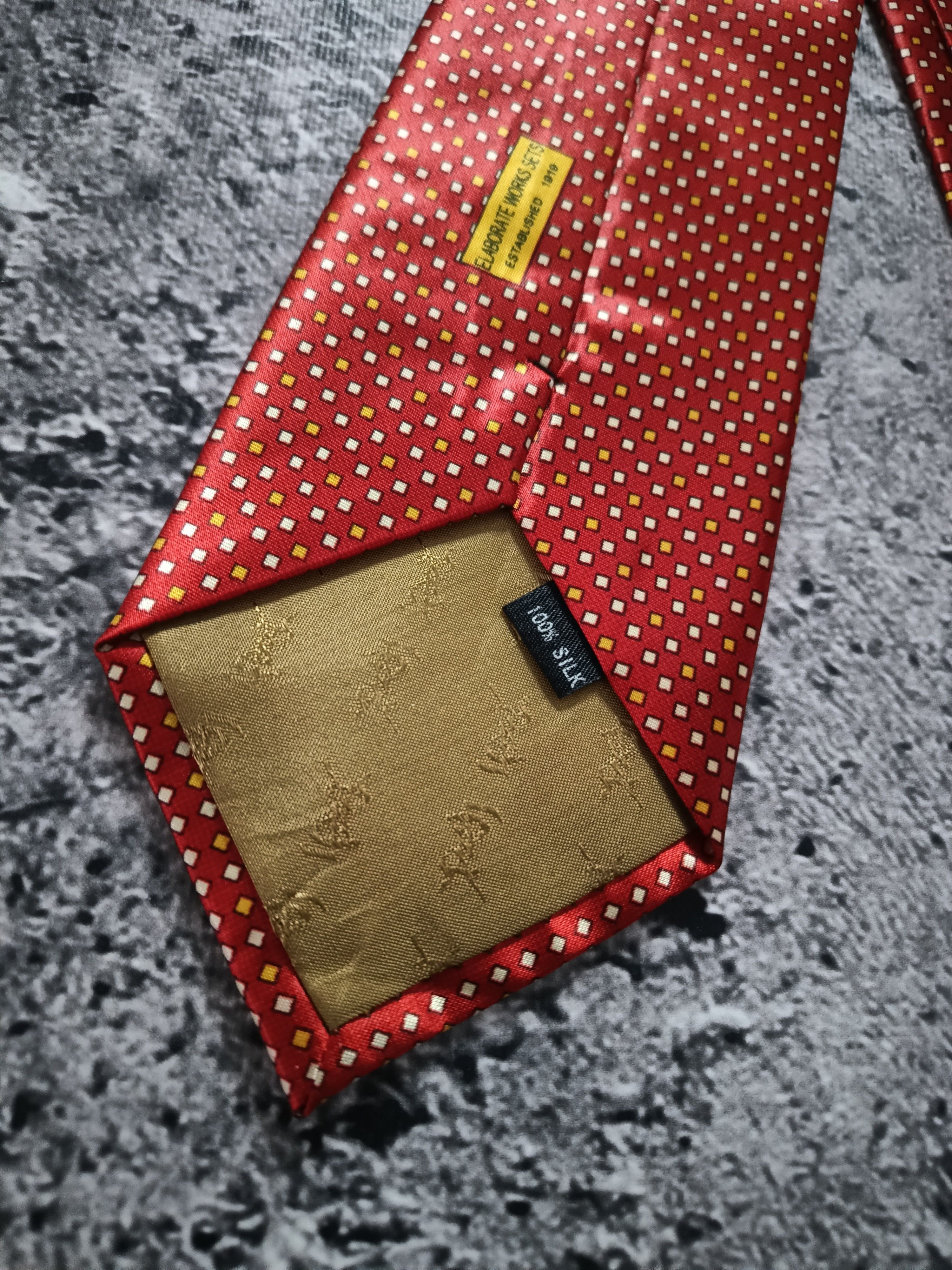 Yves Saint Laurent Yves Saint Laurant YSL Men's Tie Red Silk Necktie Size ONE SIZE - 4 Thumbnail